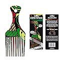 Afropick Anti-Static Plastic Black Hair Pick for Natural Curly Long Thick Hair- Afro Pick Comb for Men, Women- African Artist Designs (Harlem)
