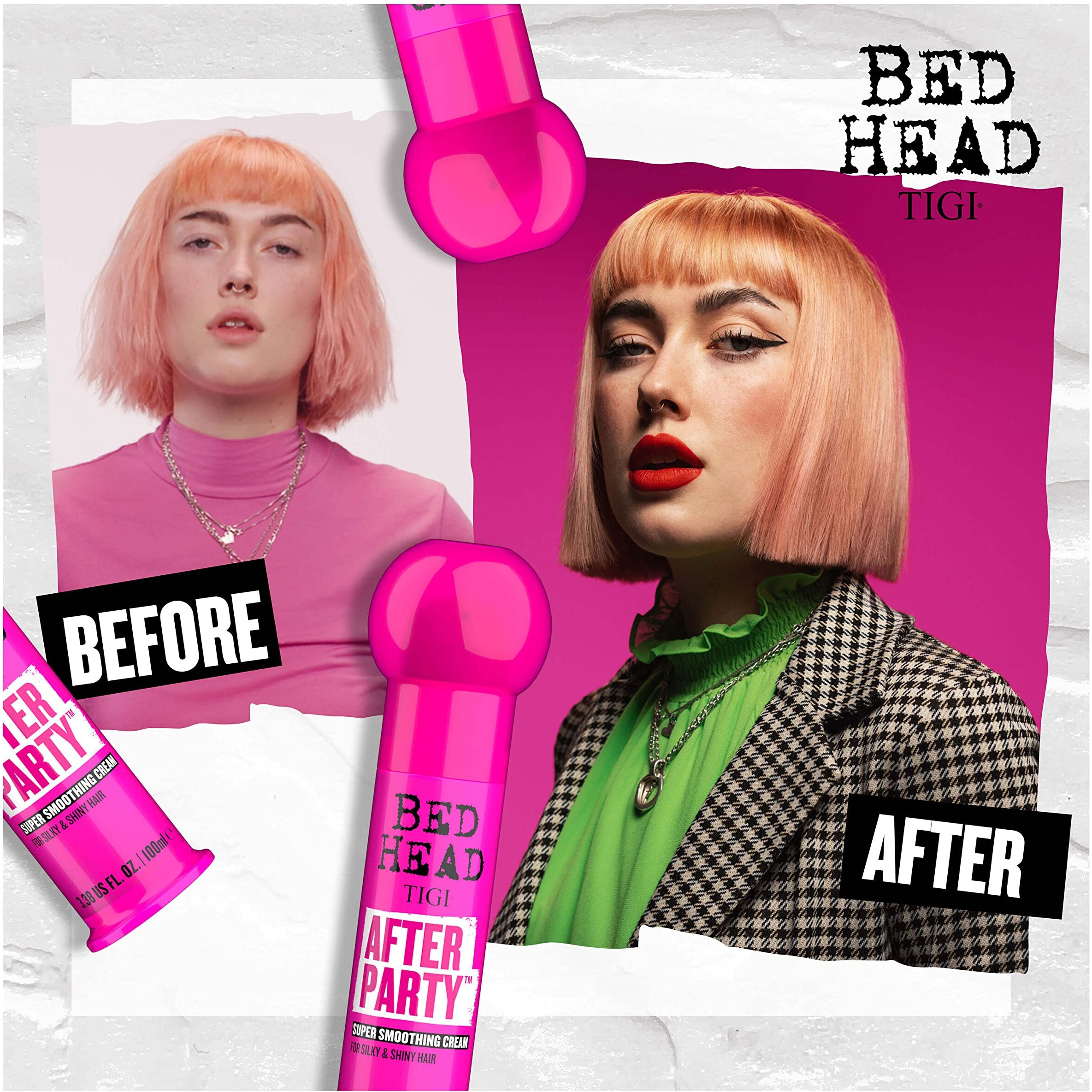 Bed Head by TIGI Frizz Control After Party Smoothing Styling Cream for Silky and Shiny Hair, the Ultimate Anti Frizz Hair Care 3.38 fl oz