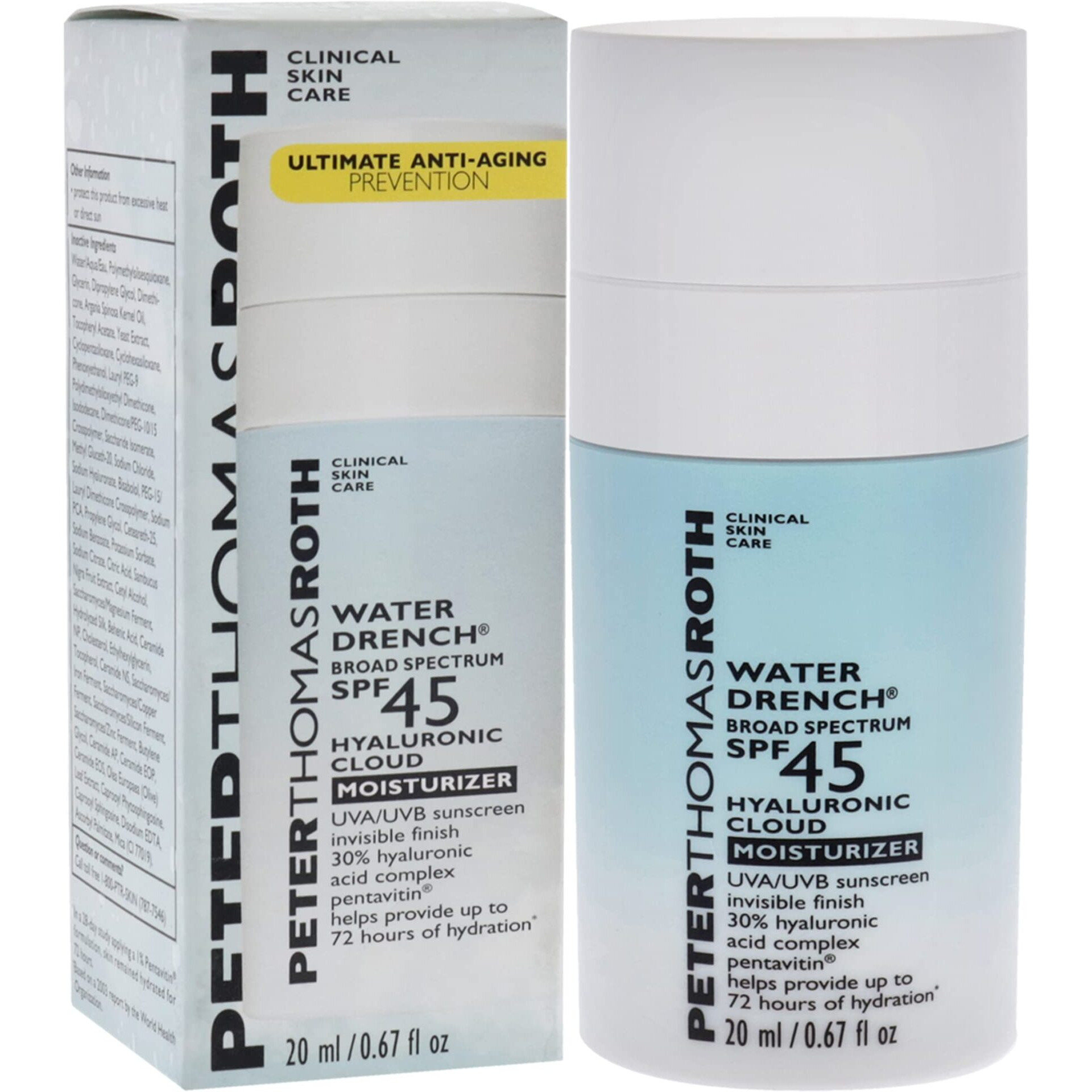 Water Drench Cloud Cream Moisturizer SPF 45 by Peter Thomas Roth for Unisex - 0.67 oz Cream