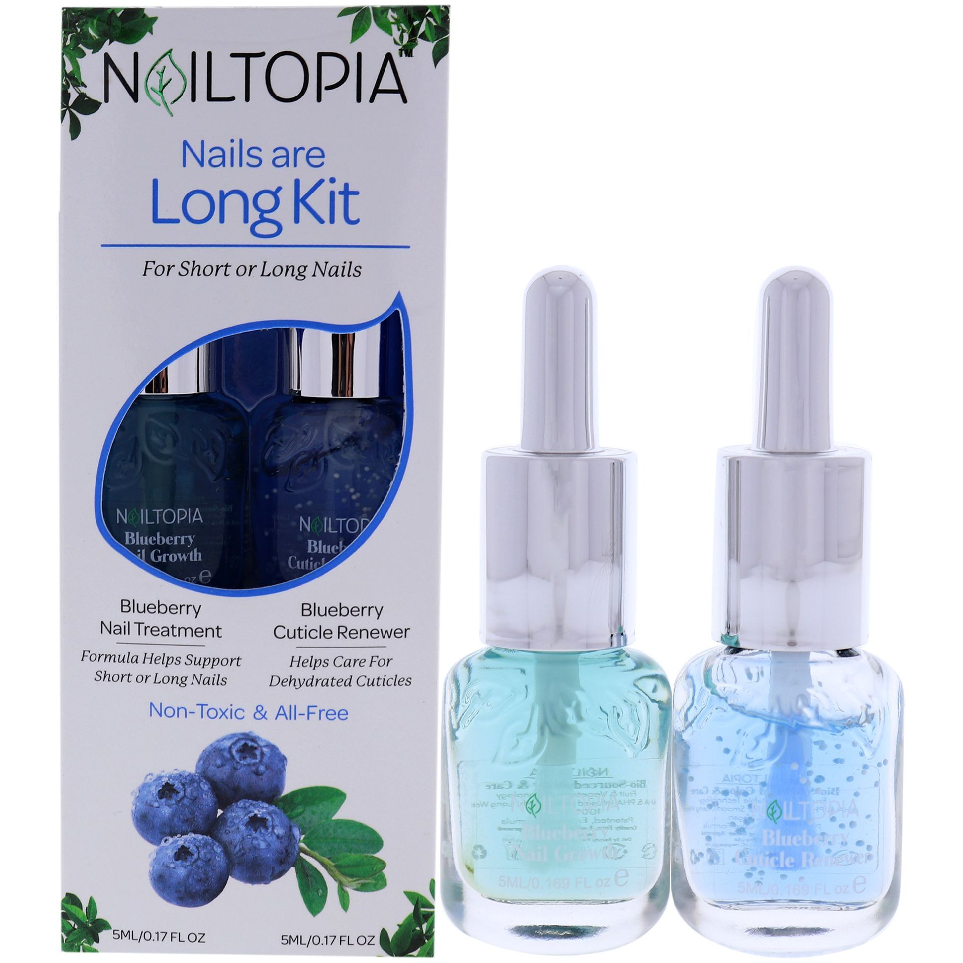 Nails are Long Kit by Nailtopia for Women - 2 Pc Kit 0.17oz Nail Treatment Blueberry, 0.17oz Cuticle Renewer Blueberry