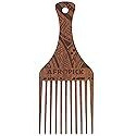 AFROPICK Wood Hair Pick for Long, Thick, Curly, & Afro Hair (Engraved Brown)