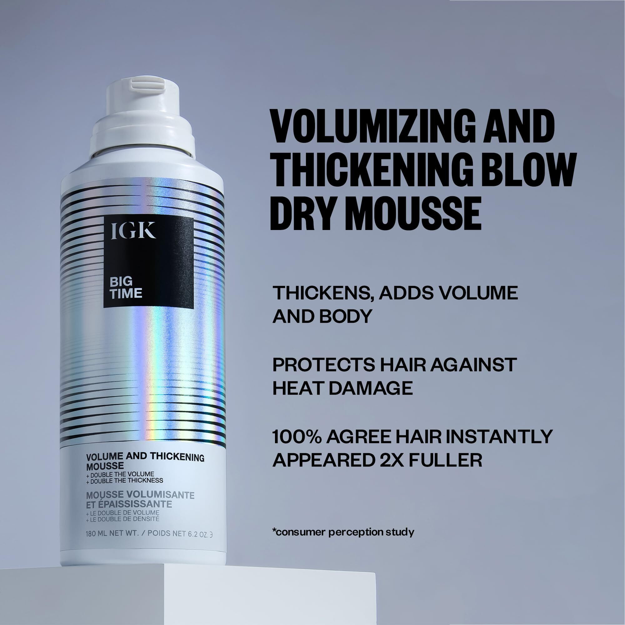 Big Time Volume and Thickening Mousse by IGK for Unisex - 6.2 oz Mousse
