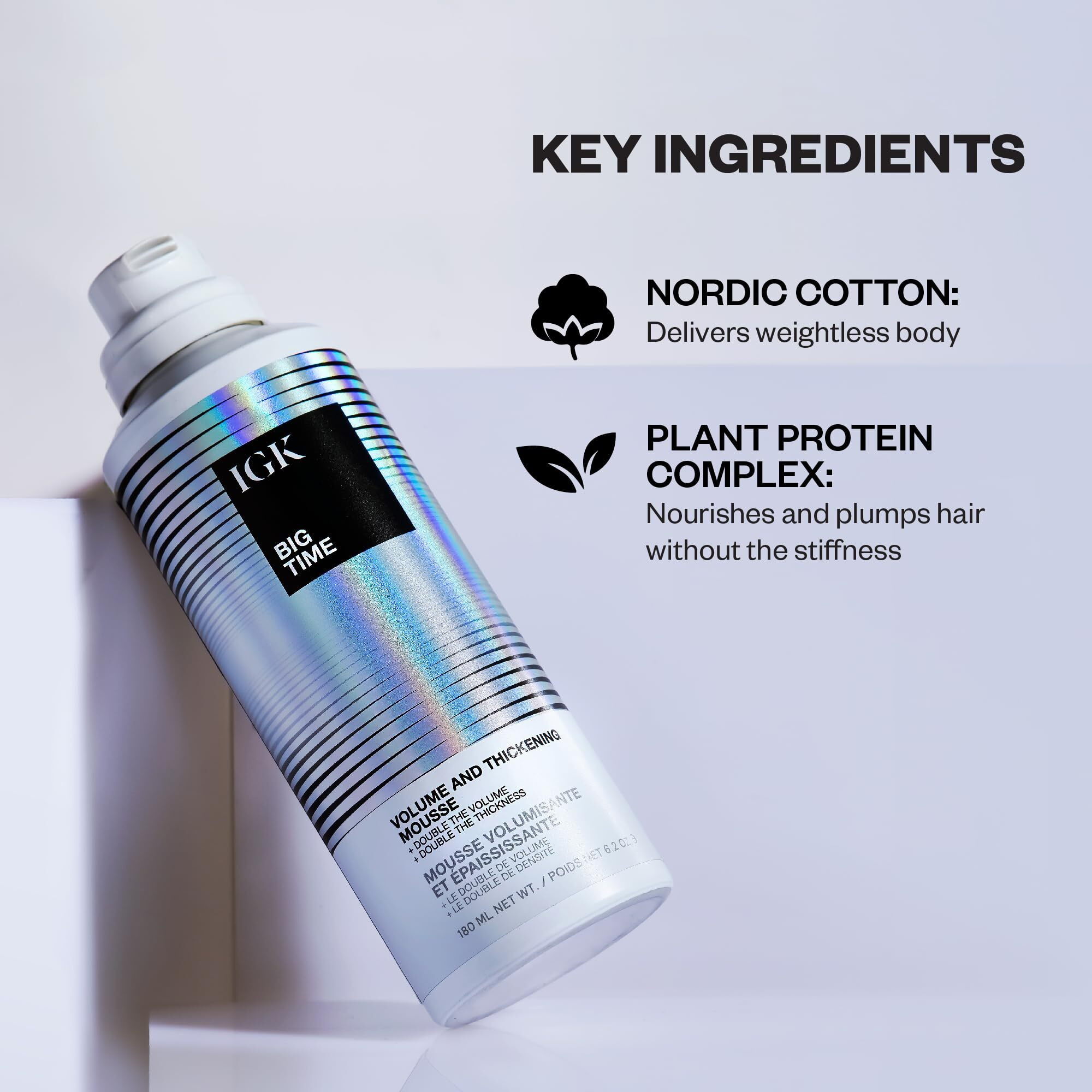 Big Time Volume and Thickening Mousse by IGK for Unisex - 6.2 oz Mousse