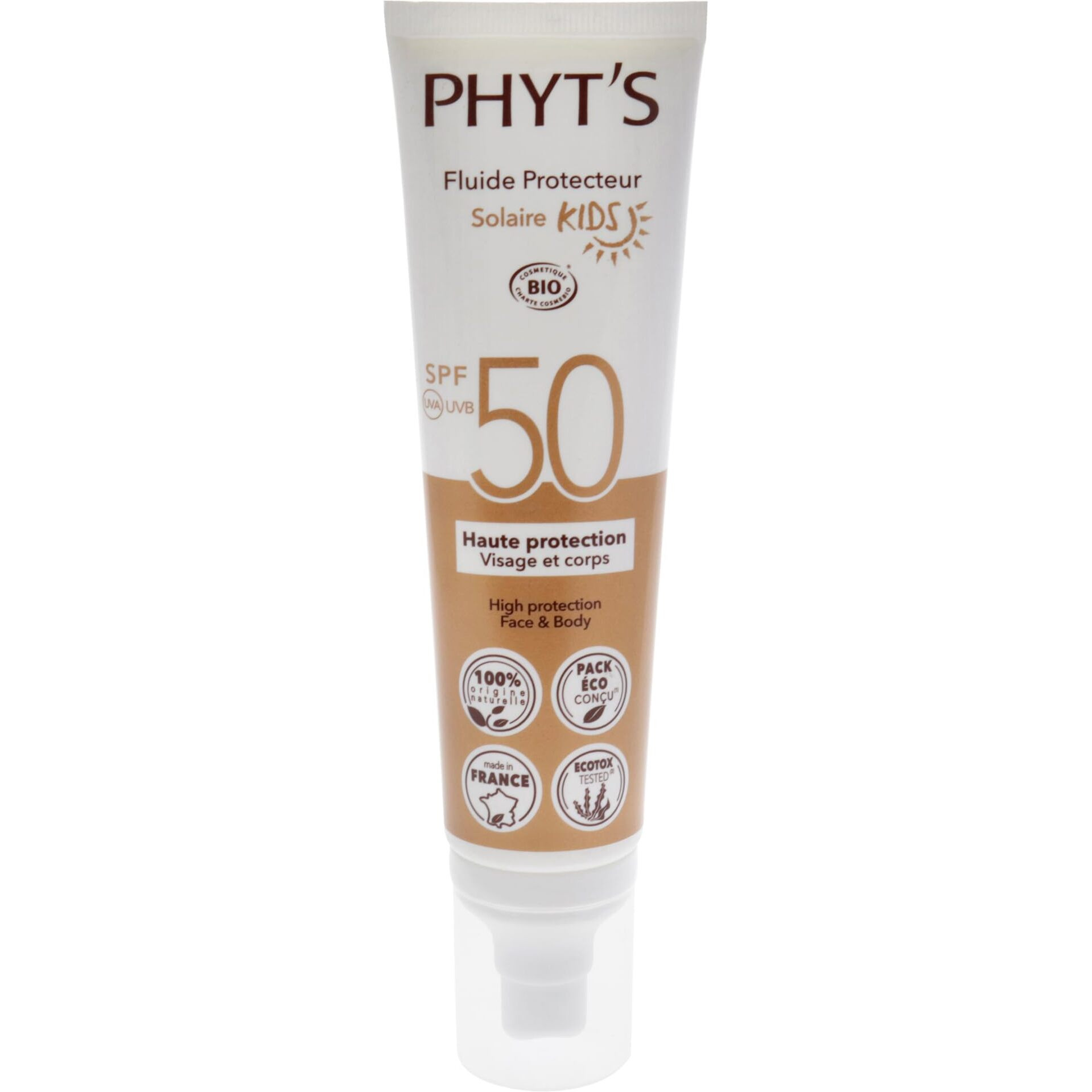High Protection Face and Body Protective Fluid Kids SPF 50 by Phyts for Kids - 3.3 oz Sunscreen