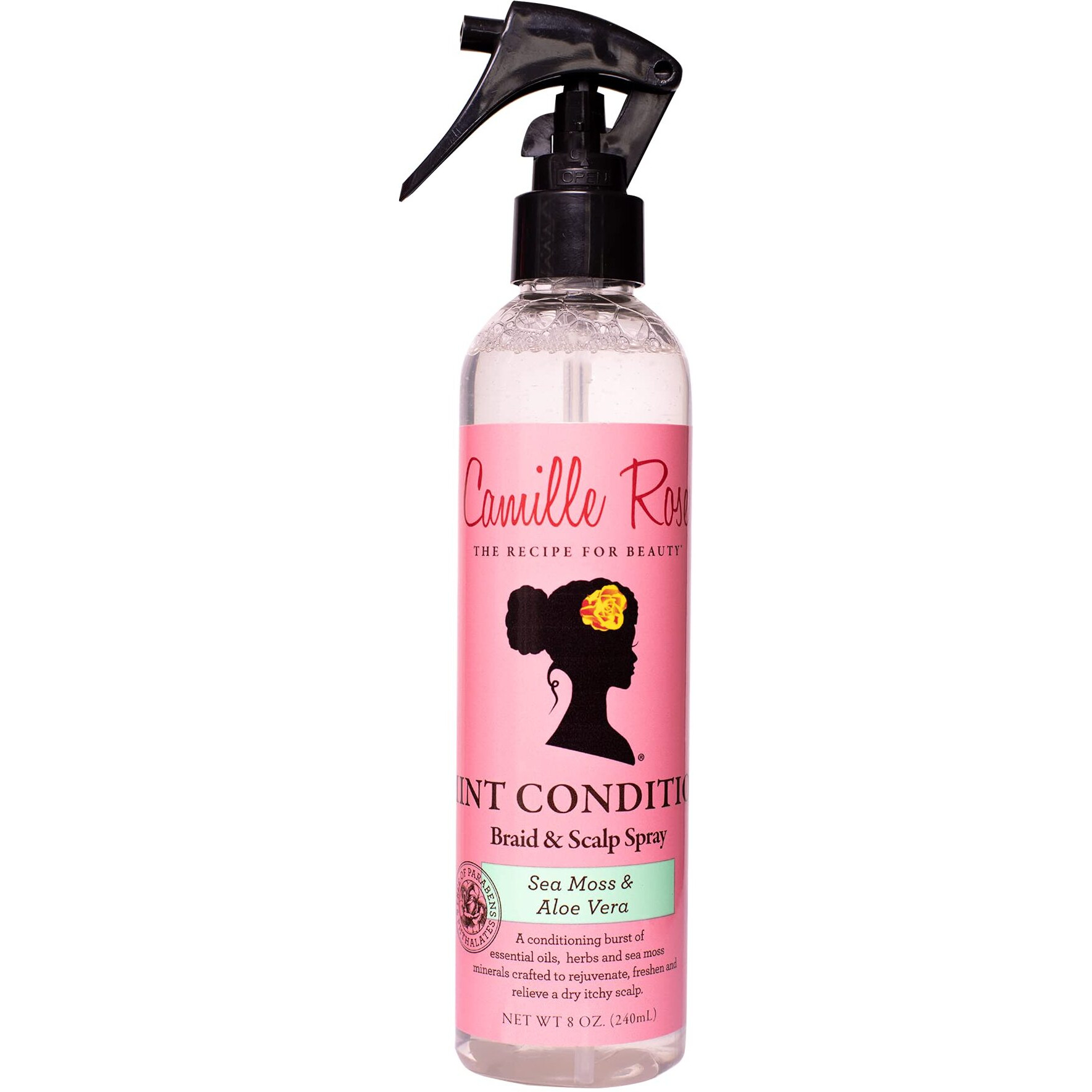 Camille Rose Mint Condition Braid + Scalp Spray to Hydrate, Reduce Breakage, and Provide Relief from a Dry, Itchy, Flaky Scalp | With Aloe Vera and Sea Moss