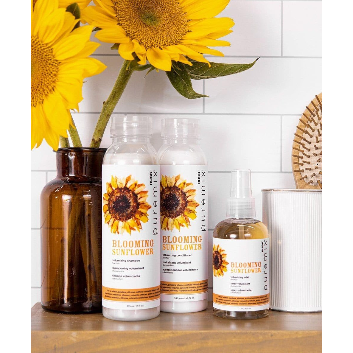 Puremix Blooming Sunflower Volumizing Shampoo - Fine Hair by Rusk for Unisex - 12 oz Shampoo