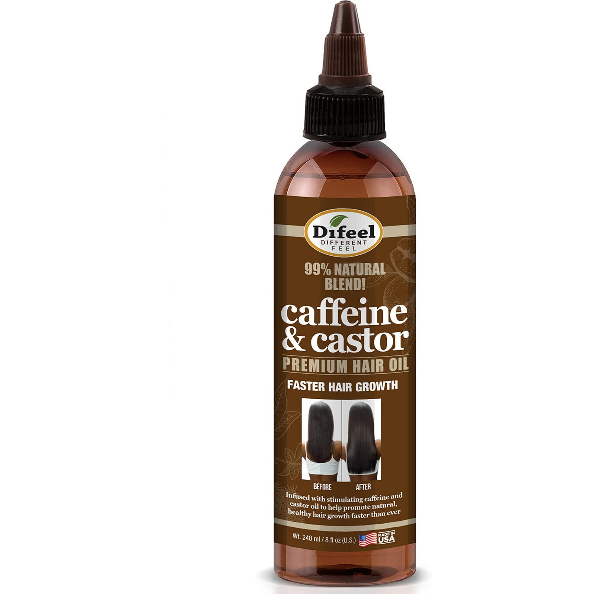 Difeel 99% Natural Premium Hair Oil - Caffeine & Castor Fastest Hair Growth, 8 oz.