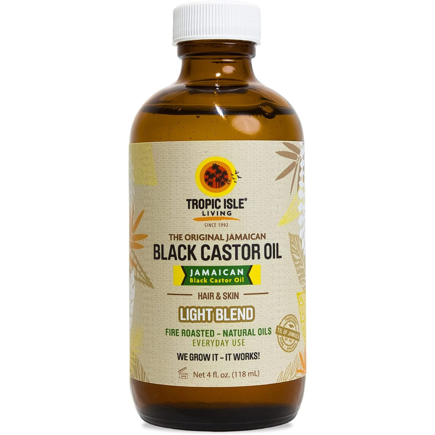 Jamaican Black Castor Oil Light Blend 4oz | Lightweight oil Seals Moisture & Controls Frizz | Daily Hair Maintenance | Skin Conditioner | Foot & Body Massage l Plant baseed natural oils