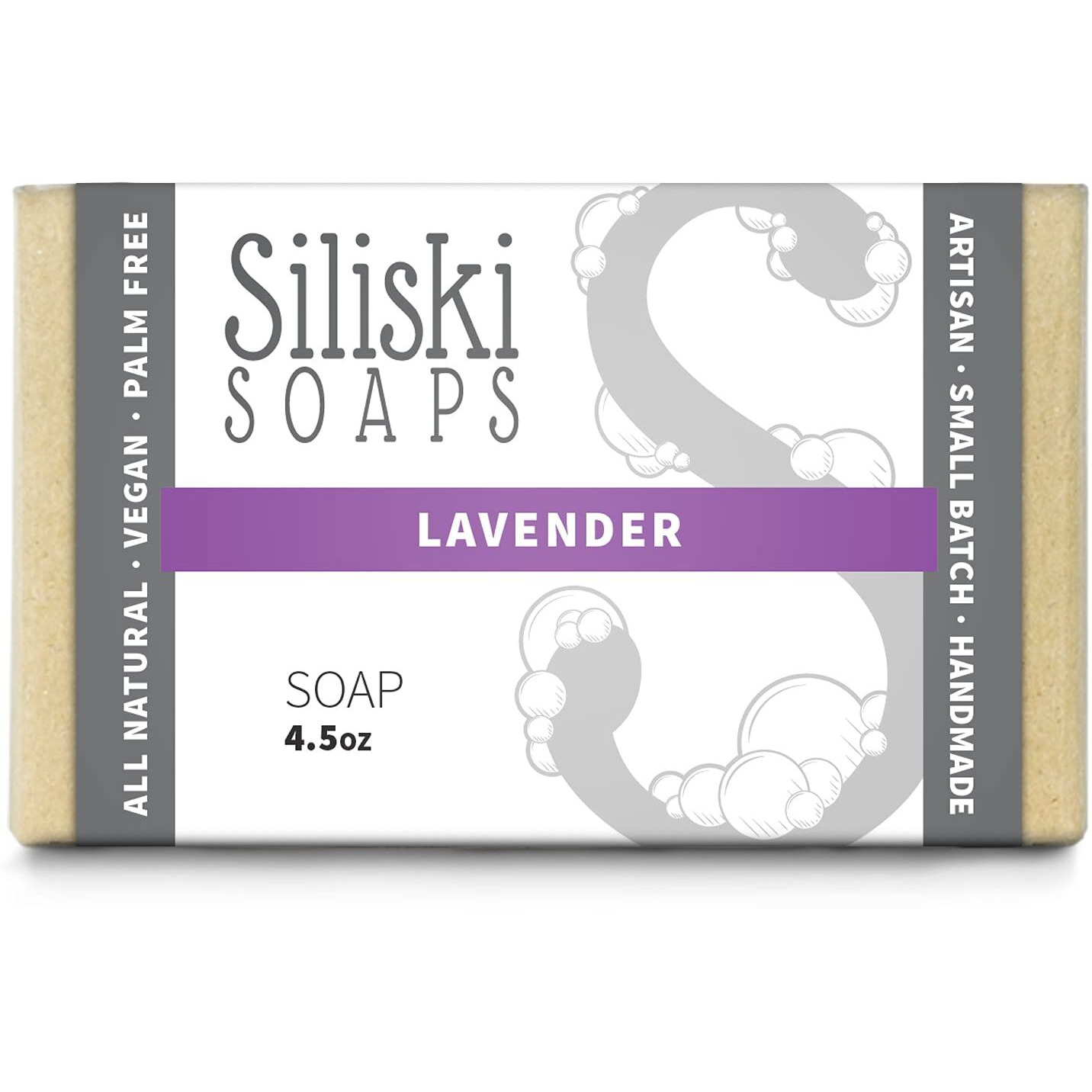 Siliski Soaps Simple Skincare, Hard, Gentle, Bath Soap, All Natural, Vegan and Palm Free - Lavender, 4.5 Oz