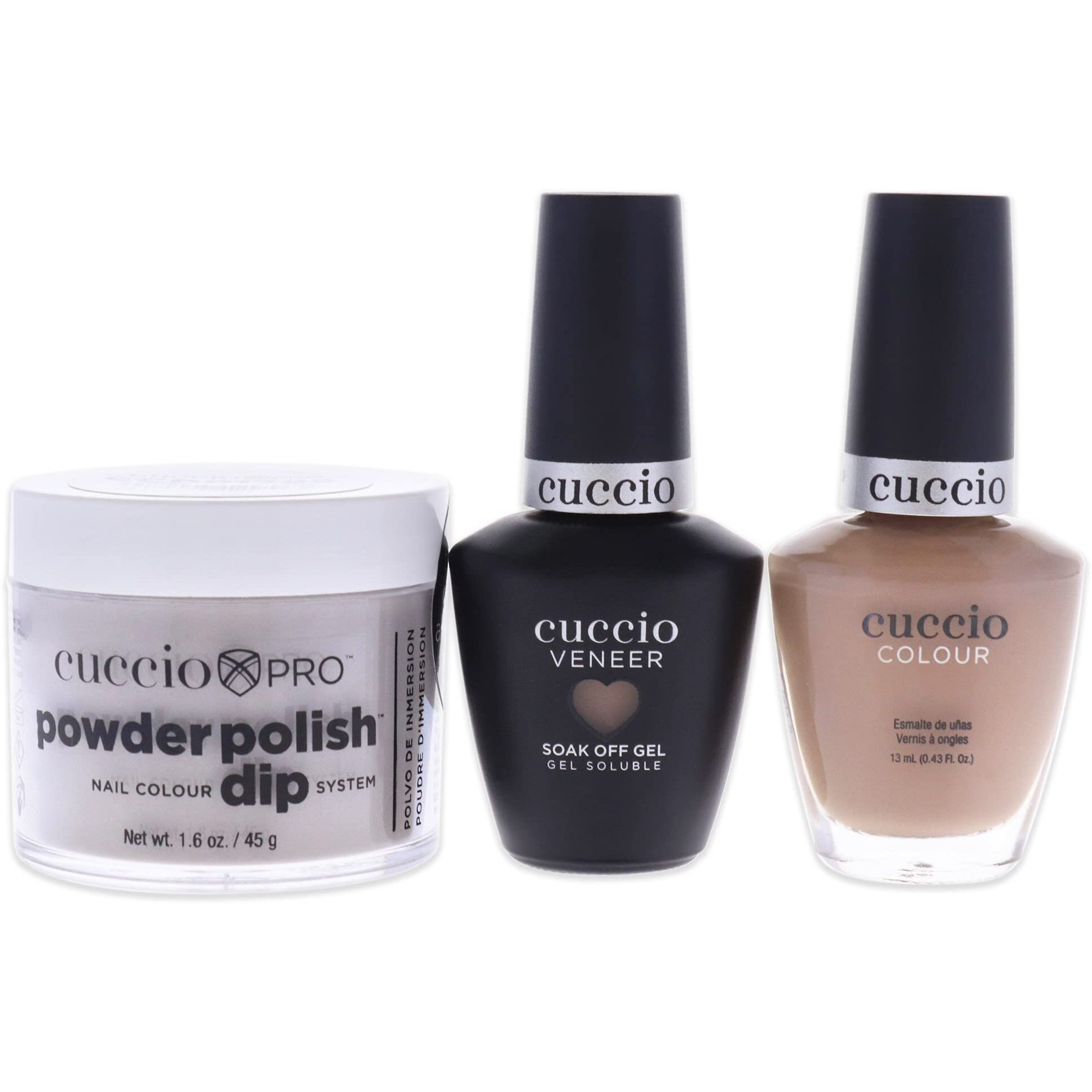 Match Makers Plus Dip - See You Latte by Cuccio Colour for Women - 3 Pc 1.6oz Pro Powder Polish Dip System, 0.44oz Veneer Soak Off Gel, 0.43oz Colour Nail Polish