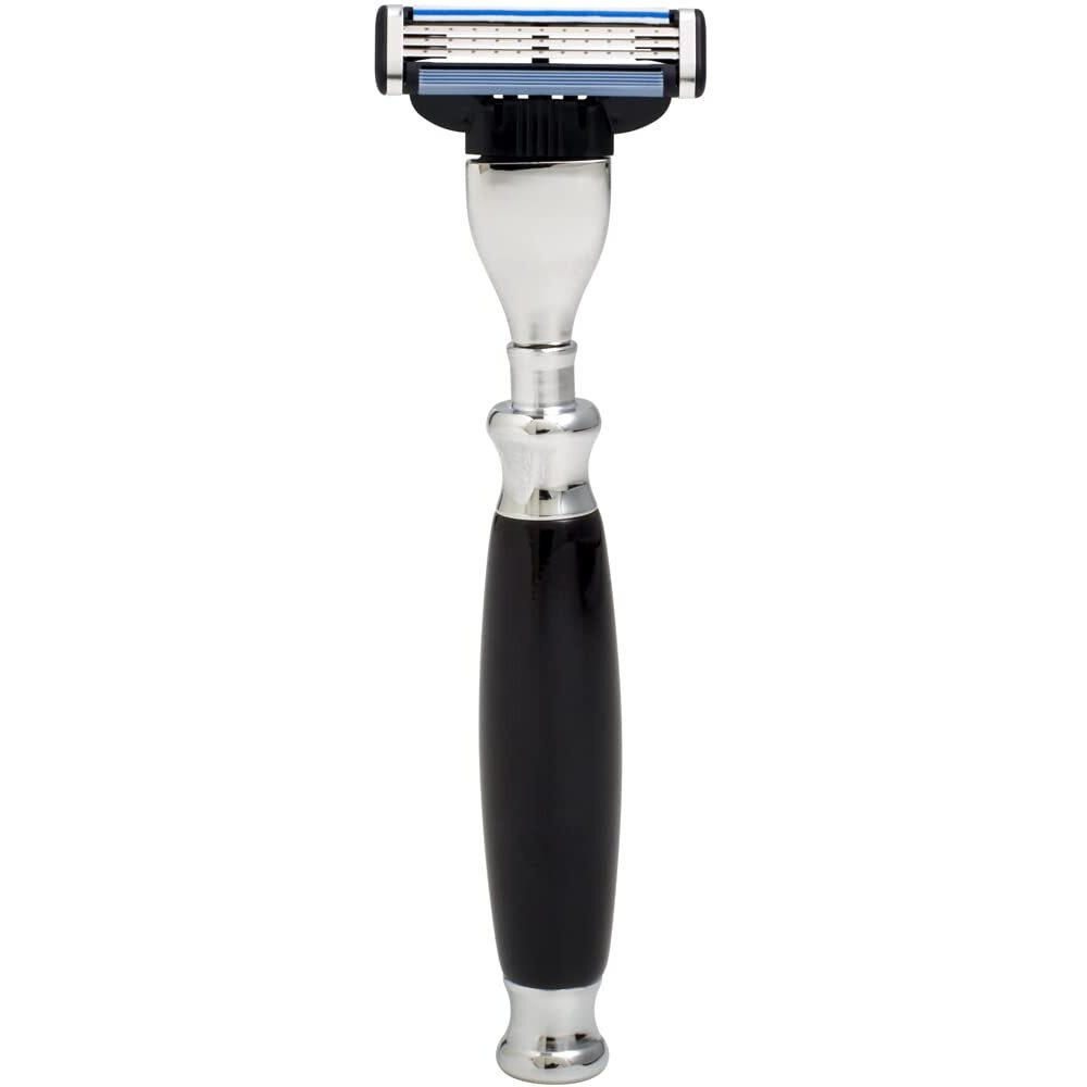 Union Razors SS3 Wet Shaving Kit for Men 3-Piece Shaving Gift Set with Brush and Stand Razor Barber Kit - Black