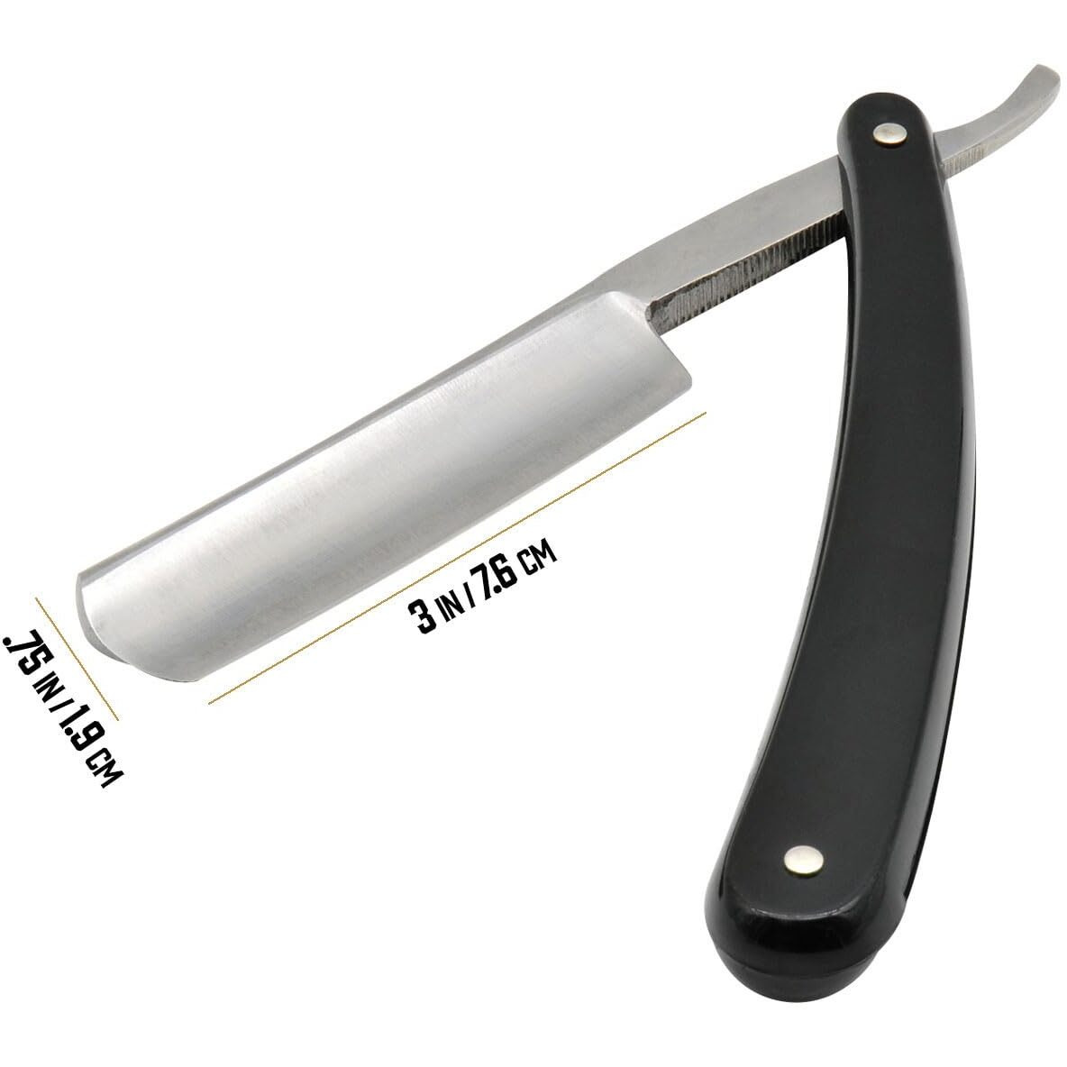 Union Razors Straight Razor SR3 Barber Straight Edge 3-Inch Razor Straight Shaving Razor - Black