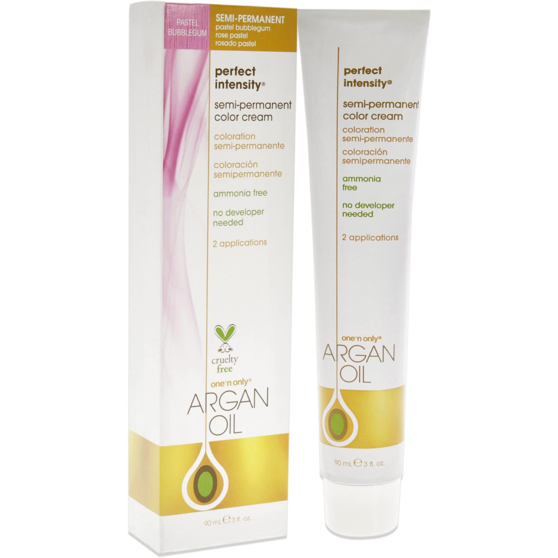 Argan Oil Perfect Intensity Semi-Permanent Color Cream - Pastel Bubblegum by One n Only for Unisex - 3 oz Hair Color