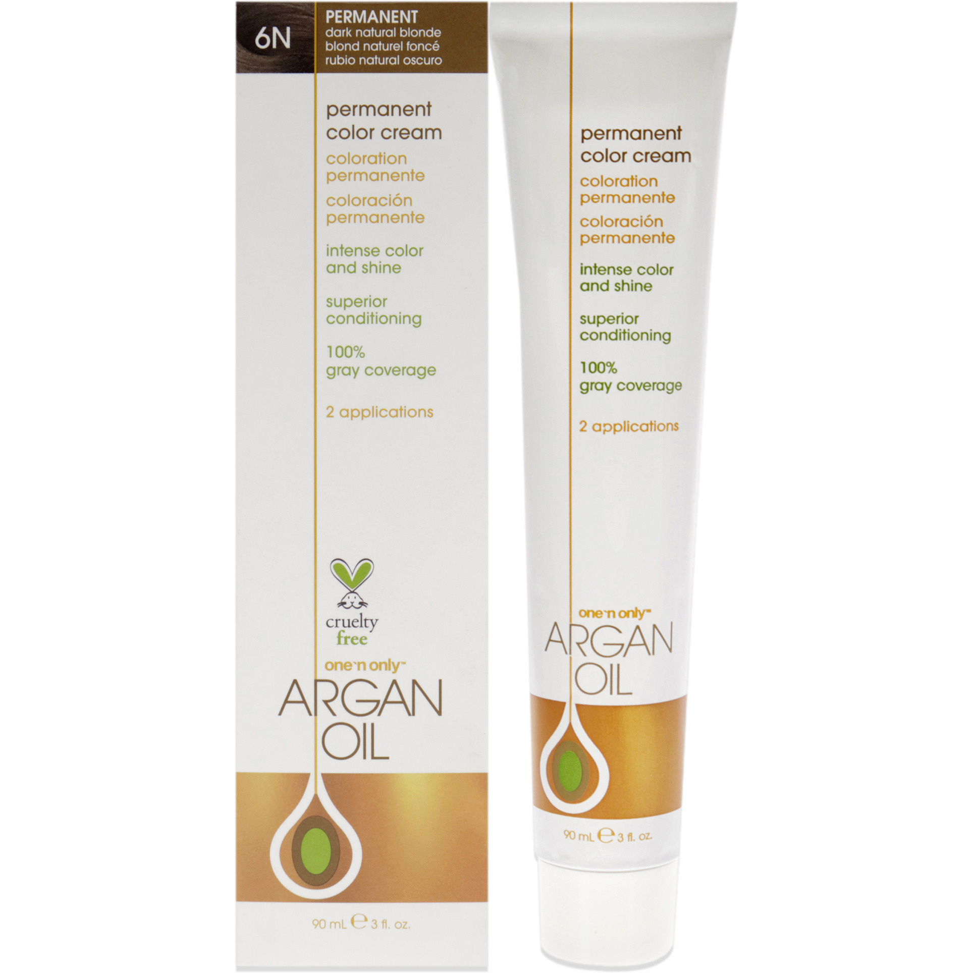 Argan Oil Permanent Color Cream - 6N Dark Natural Blonde by One n Only for Unisex - 3 oz Hair Color