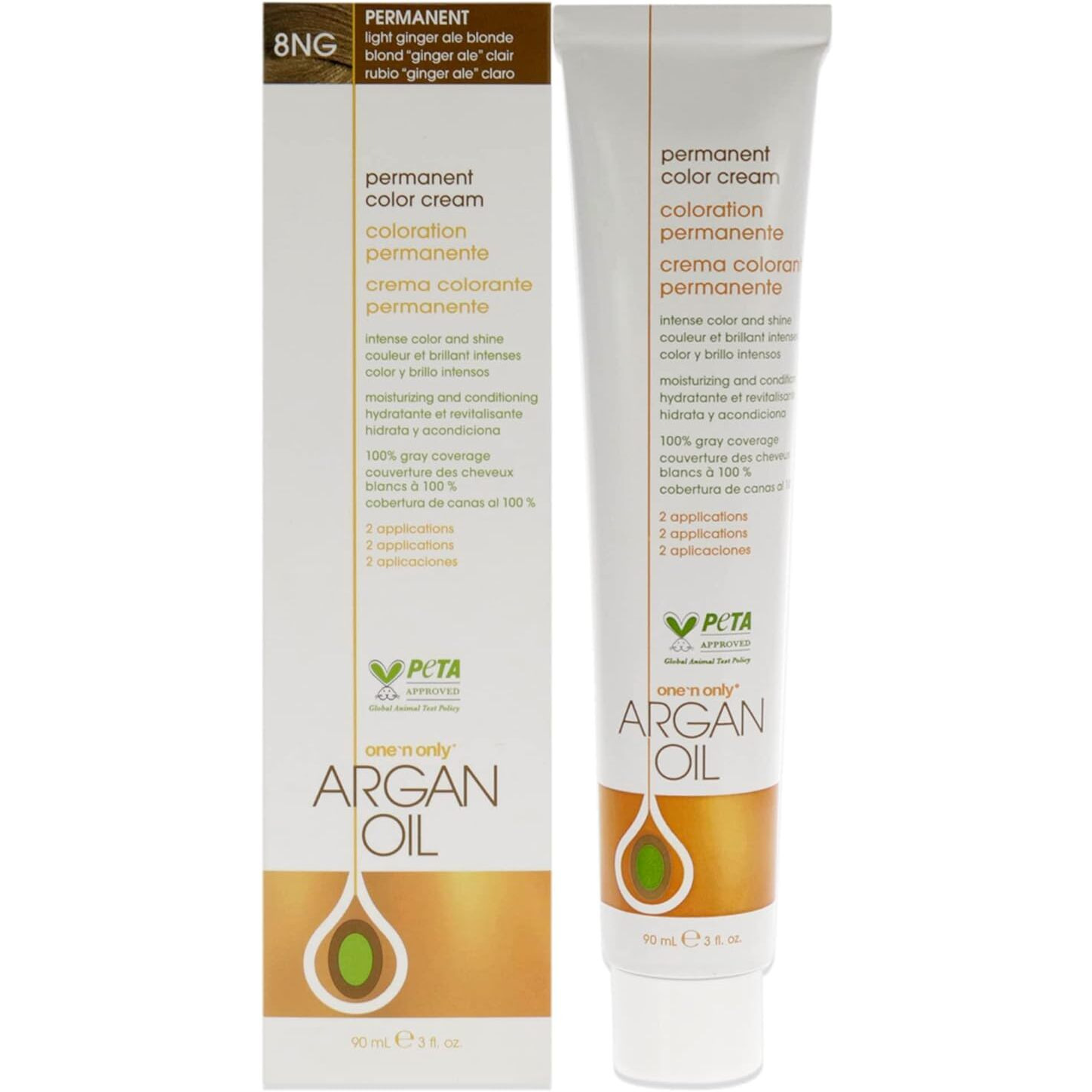 Argan Oil Permanent Color Cream - 8RG Light Tangerine Blonde by One n Only for Unisex - 3 oz Hair Color