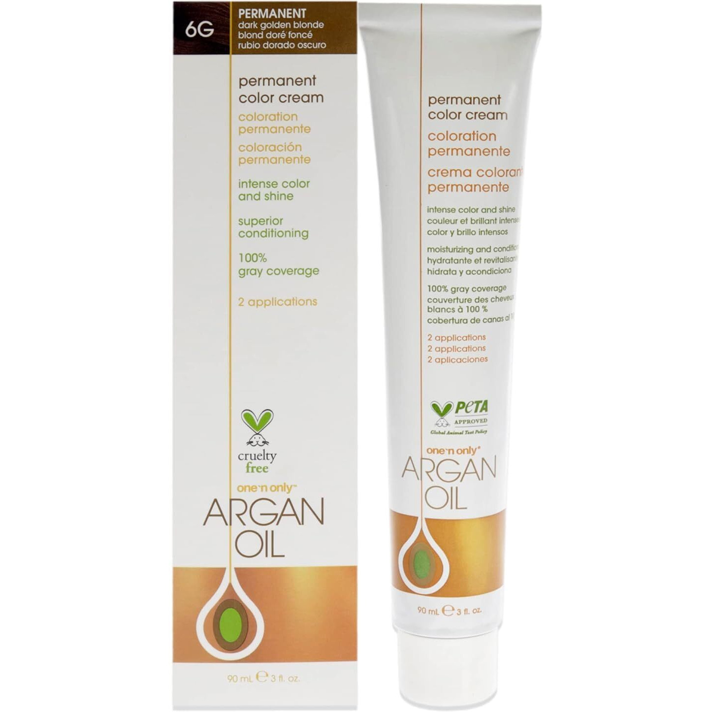 Argan Oil Permanent Color Cream - 6G Dark Golden Blonde by One n Only for Unisex - 3 oz Hair Color