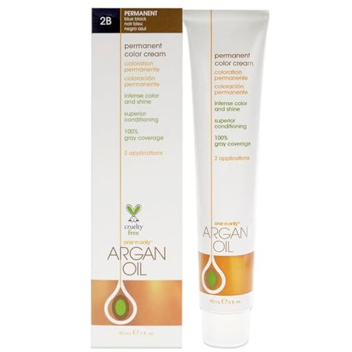 Argan Oil Permanent Color Cream - 2B Blue Black by One n Only for Unisex - 3 oz Hair Color