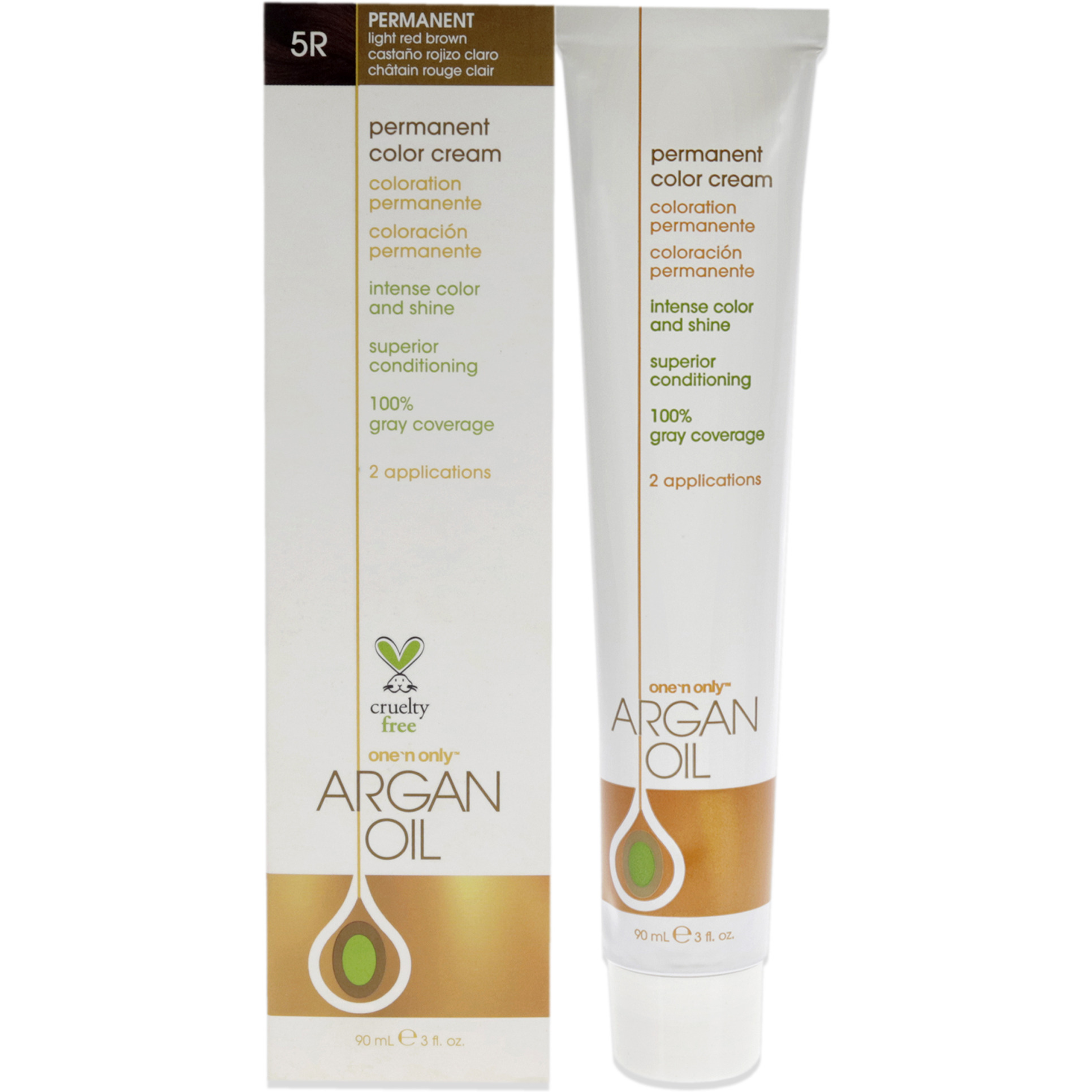 Argan Oil Permanent Color Cream - 5R Light Red Brown by One n Only for Unisex - 3 oz Hair Color