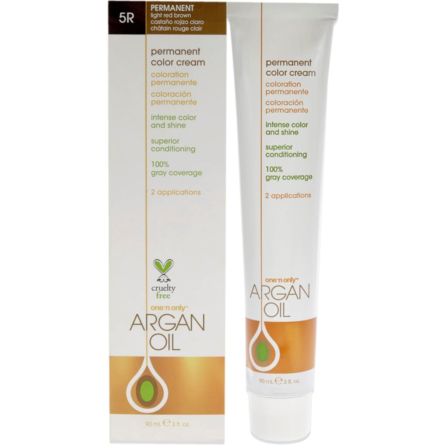 Argan Oil Permanent Color Cream - 5R Light Red Brown by One n Only for Unisex - 3 oz Hair Color