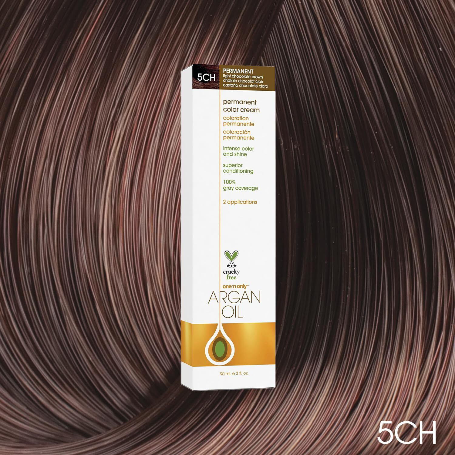 Argan Oil Permanent Color Cream - 5CH Light Chocolate Brown by One n Only for Unisex - 3 oz Hair Color