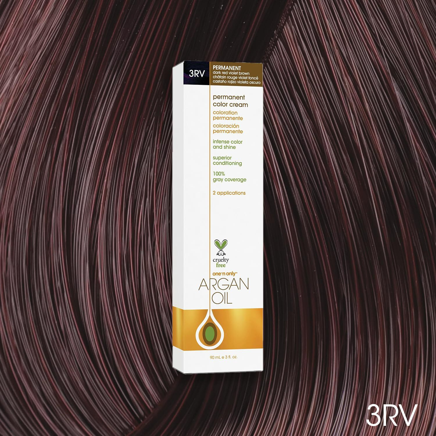 Argan Oil Permanent Color Cream - 3RV Dark Red Violet Brown by One n Only for Unisex - 3 oz Hair Color