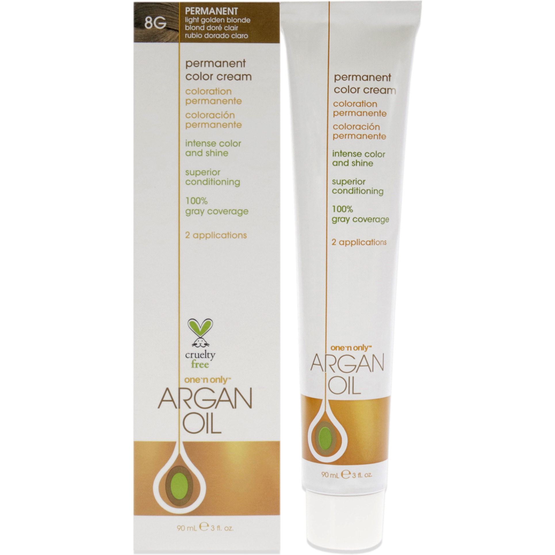 Argan Oil Permanent Color Cream - 8G Light Golden Blonde by One n Only for Unisex - 3 oz Hair Color
