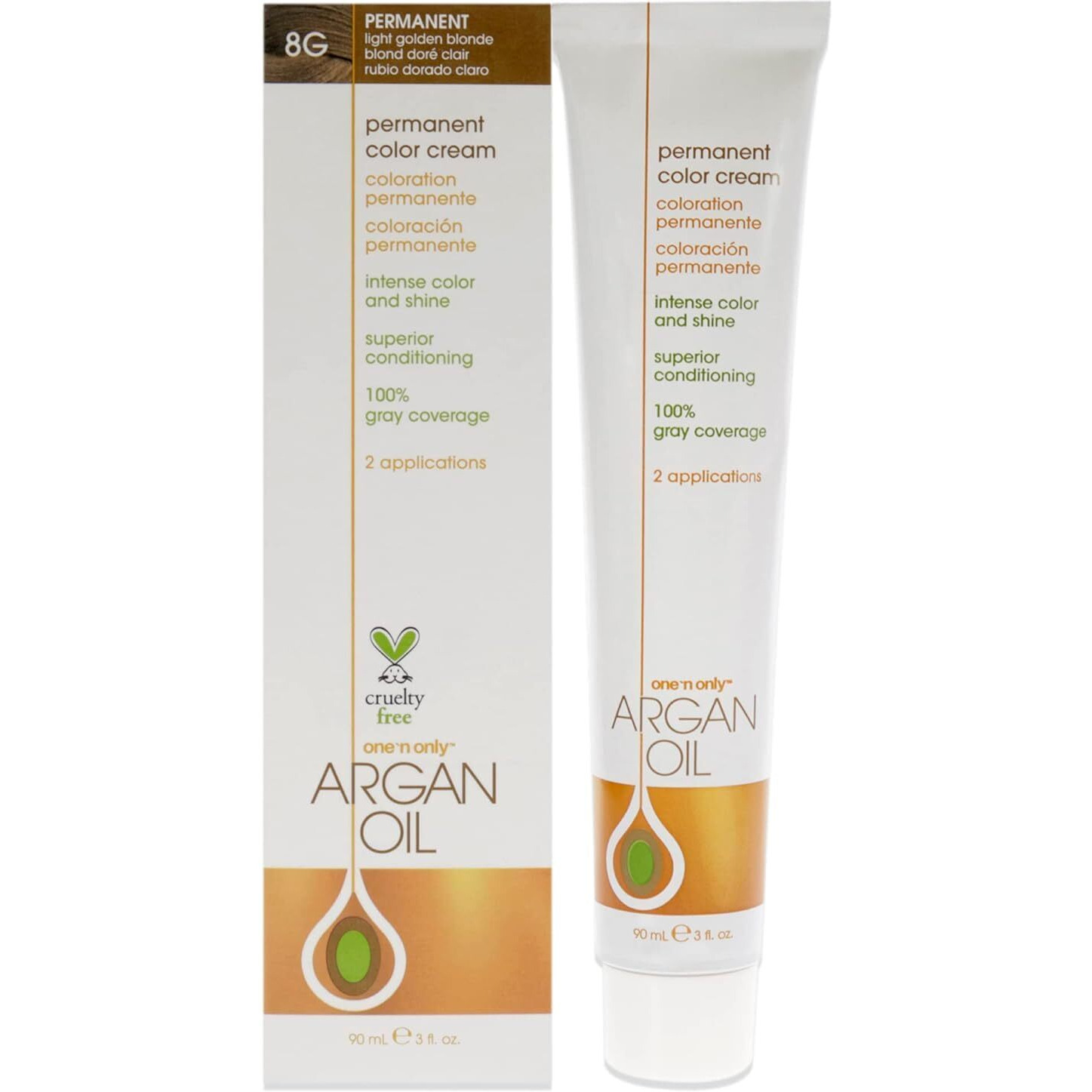 Argan Oil Permanent Color Cream - 8G Light Golden Blonde by One n Only for Unisex - 3 oz Hair Color