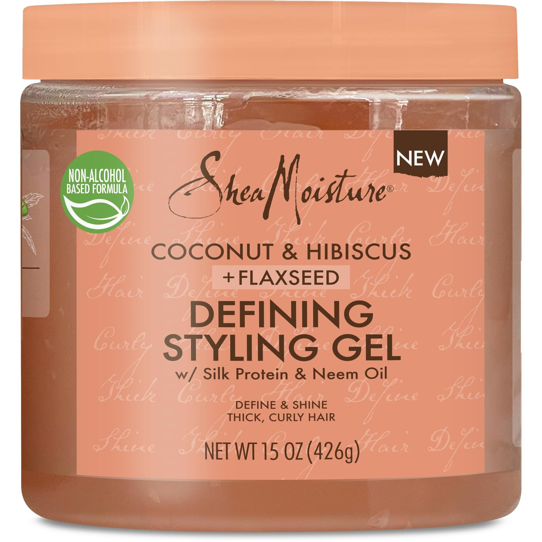 SheaMoisture Defining Styling Gel For Thick, Curly Hair Coconut and Hibiscus Paraben-Free Frizz Control Styling Gel 15 oz