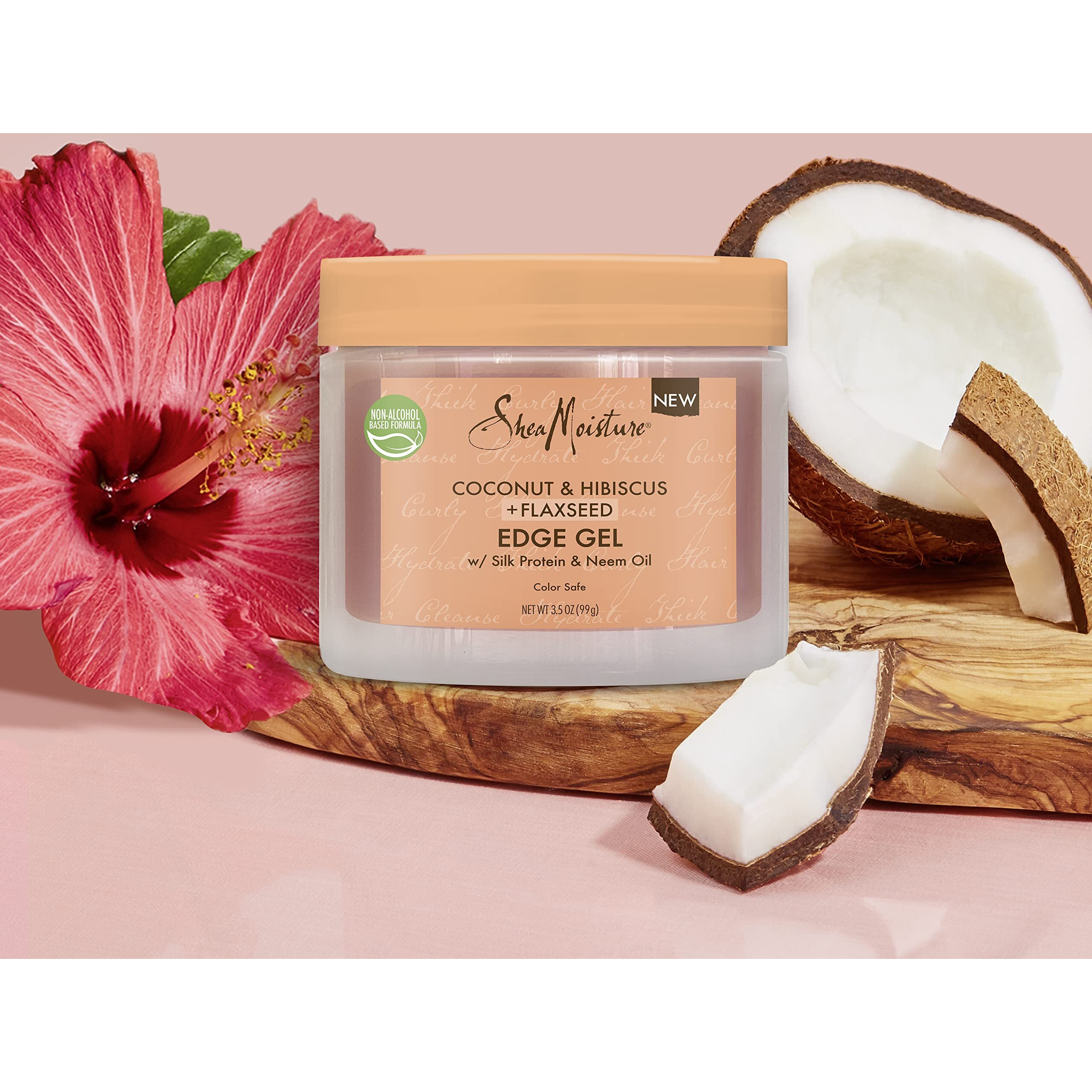 SheaMoisture Flaxseed Edge Control Gel Hair Products for Curly Hair Coconut and Hibiscus Paraben-Free Hair 3.5 oz