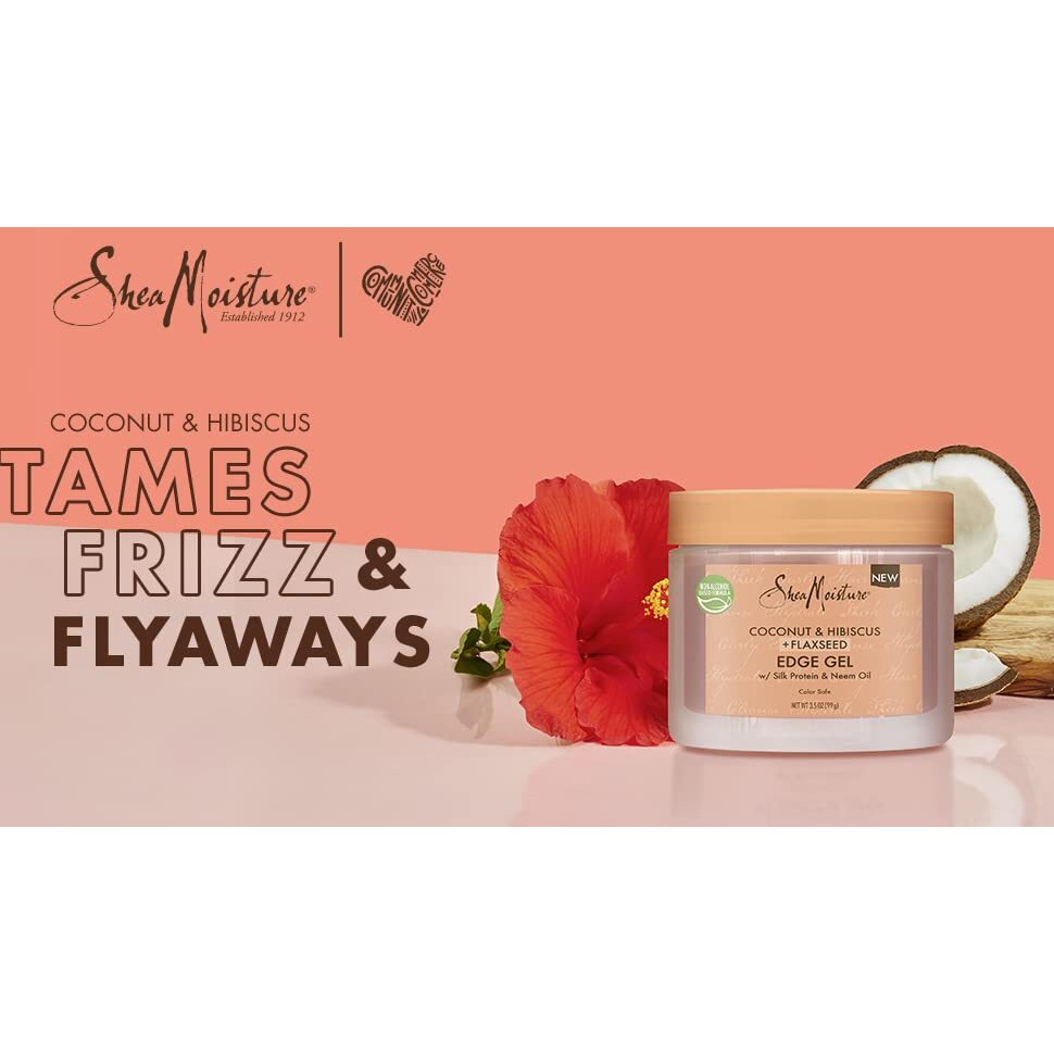 SheaMoisture Flaxseed Edge Control Gel Hair Products for Curly Hair Coconut and Hibiscus Paraben-Free Hair 3.5 oz