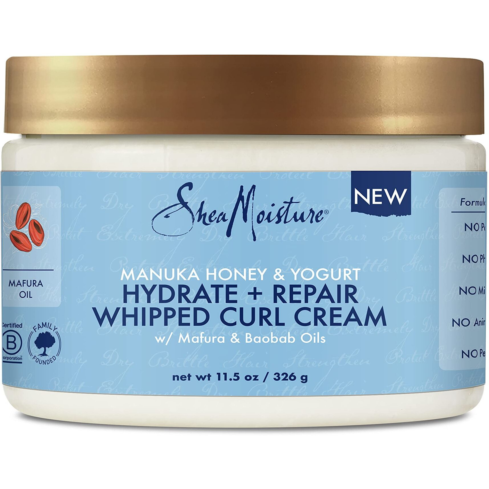 SheaMoisture Hydrate and Repair Moisturizing Curl Cream for Curly Hair Manuka Honey and Yogurt Sulfate Free Curly Hair Cream 11.5 oz