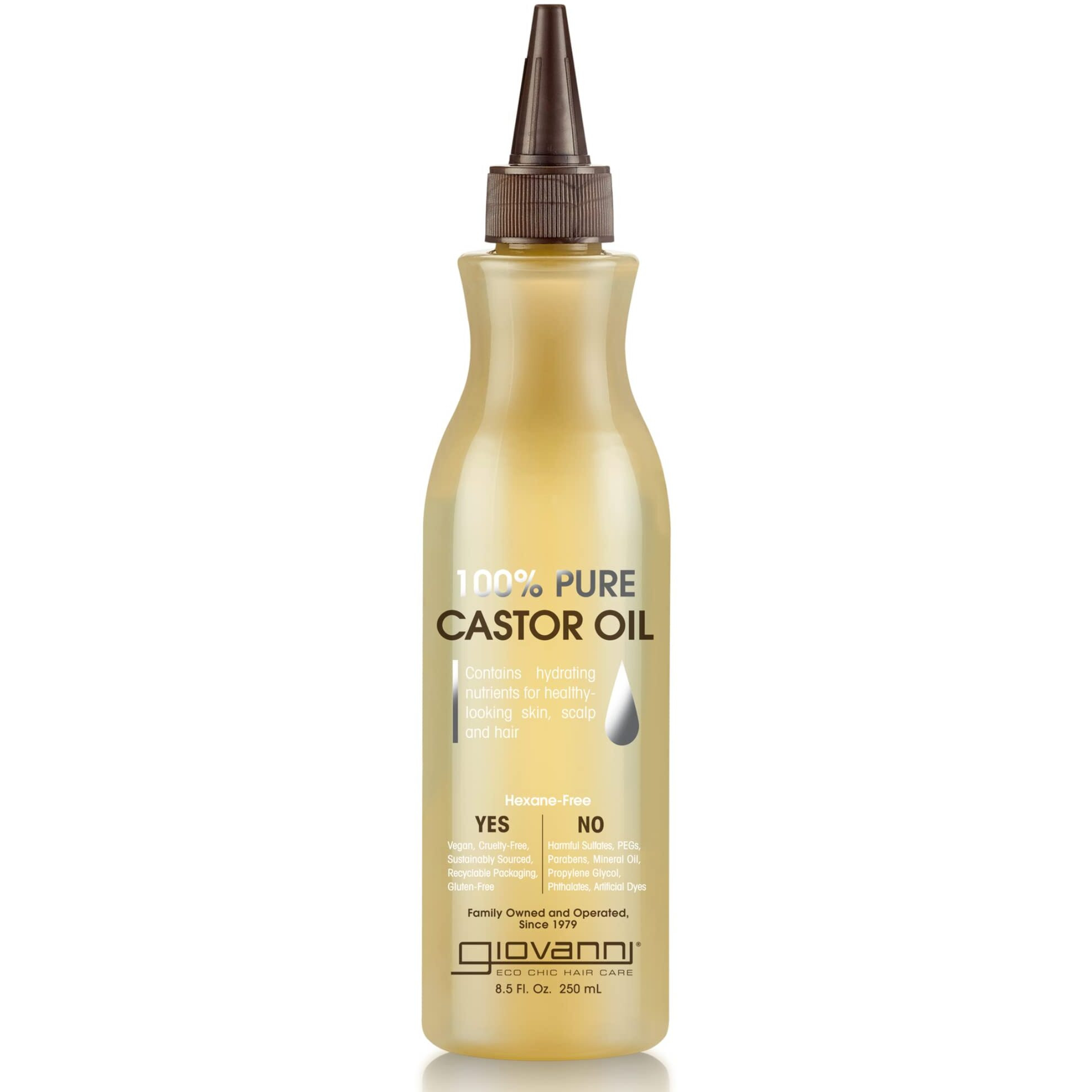 GIOVANNI Smoothing Castor Oil - 100% Pure, All Hair Types, Naturally Nourish Skin, Moisturize Hair & Scalp, Reduces Frizz & Helps Rebond Split Ends - 8.5 oz