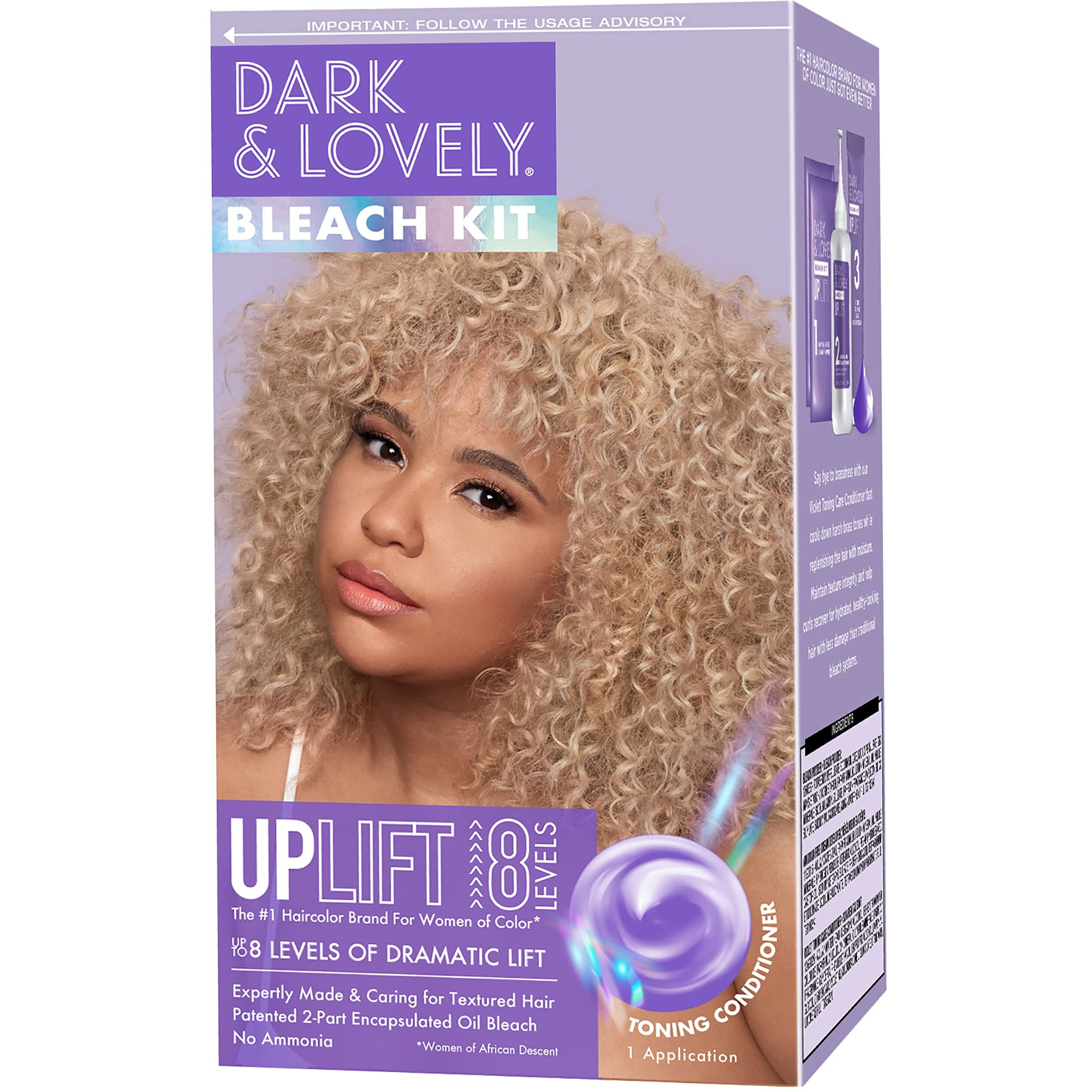 SoftSheen-Carson Interbeauty Dark and Lovely Uplift Hair Bleaching Kit for Dark Hair, Bleach Blonde Hair Dye Kit includes Hair Bleach Powder, Cream Developer and Hair Toner Bleach Blonde 1 kit