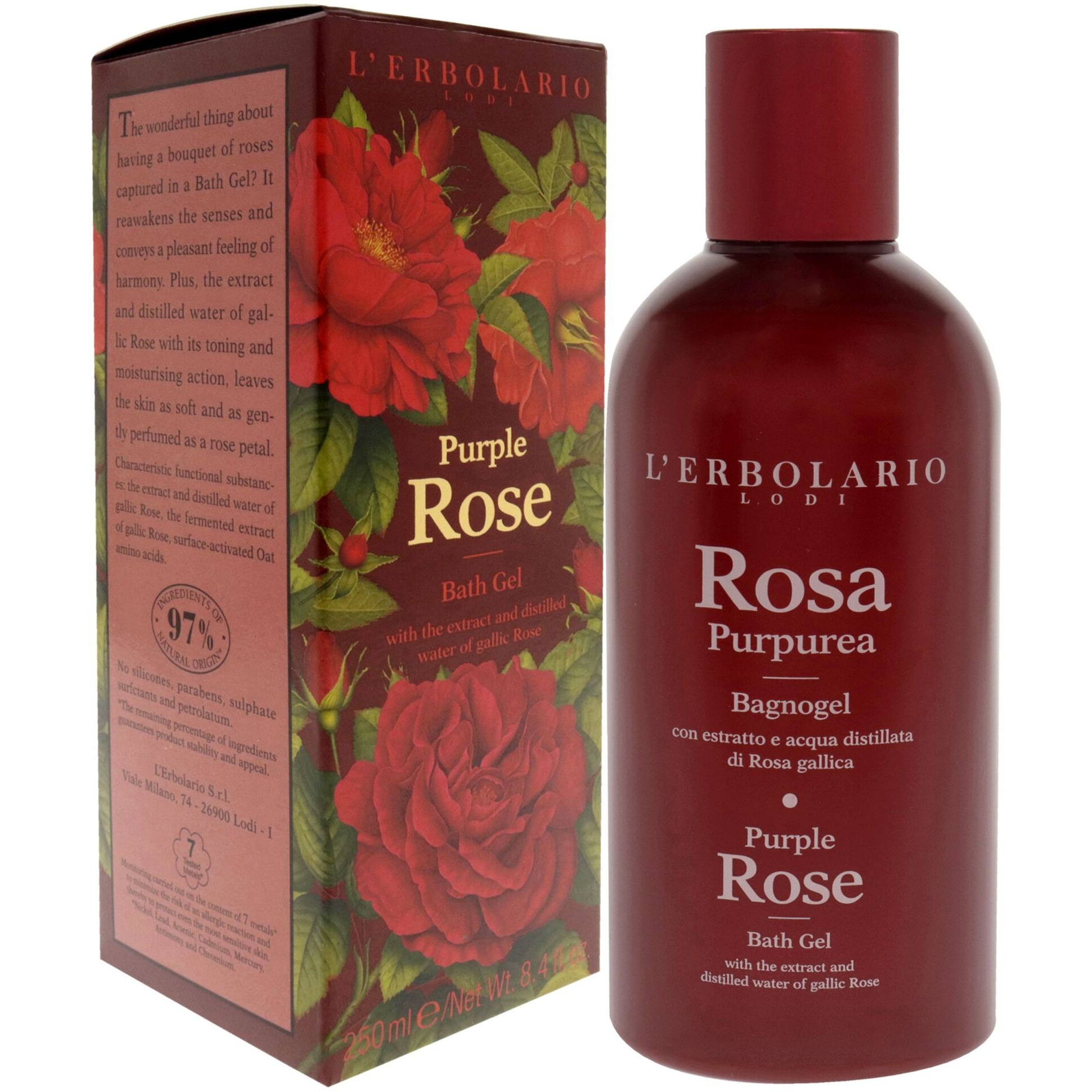 Bath Gel - Purple Rose by LErbolario for Women - 8.4 oz Shower Gel