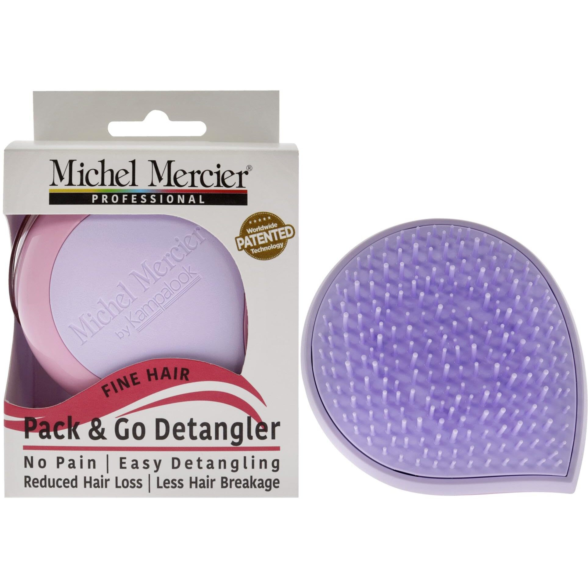 Pack and Go Detangler Fine Hair - Purple-Pink by Michel Mercier for Unisex - 1 Pc Hair Brush