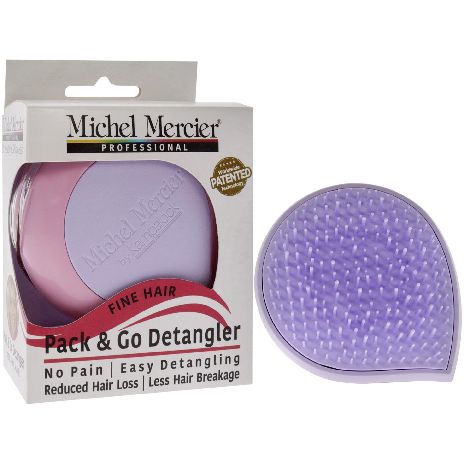 Pack and Go Detangler Fine Hair - Purple-Pink by Michel Mercier for Unisex - 1 Pc Hair Brush