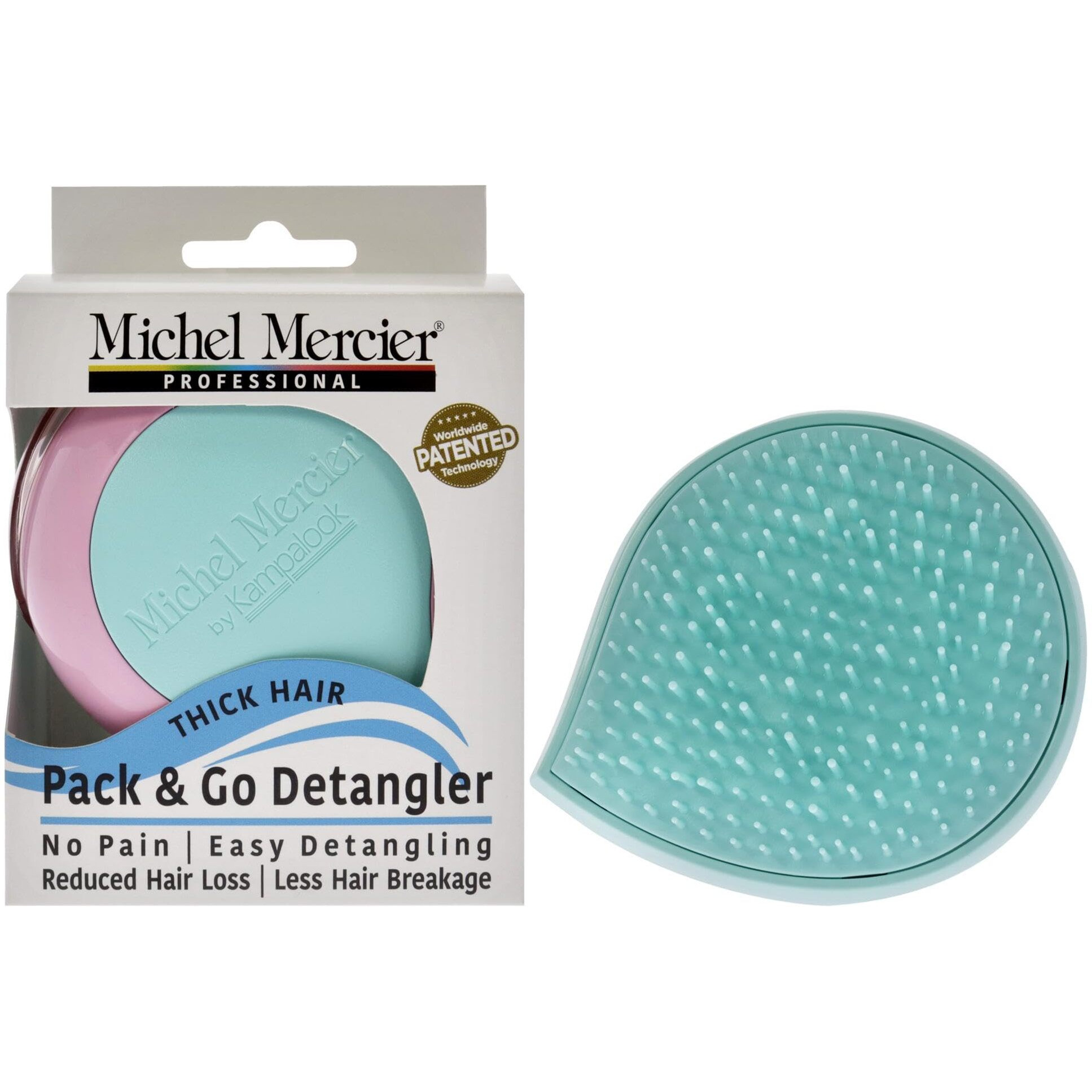 Pack and Go Detangler Thick Hair - Turquoise-Pink by Michel Mercier for Unisex - 1 Pc Hair Brush