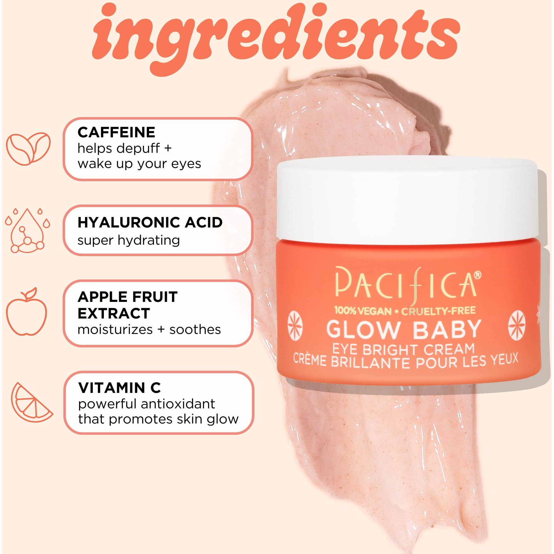 Glow Baby Eye Bright Cream by Pacifica for Unisex - 0.5 oz Cream