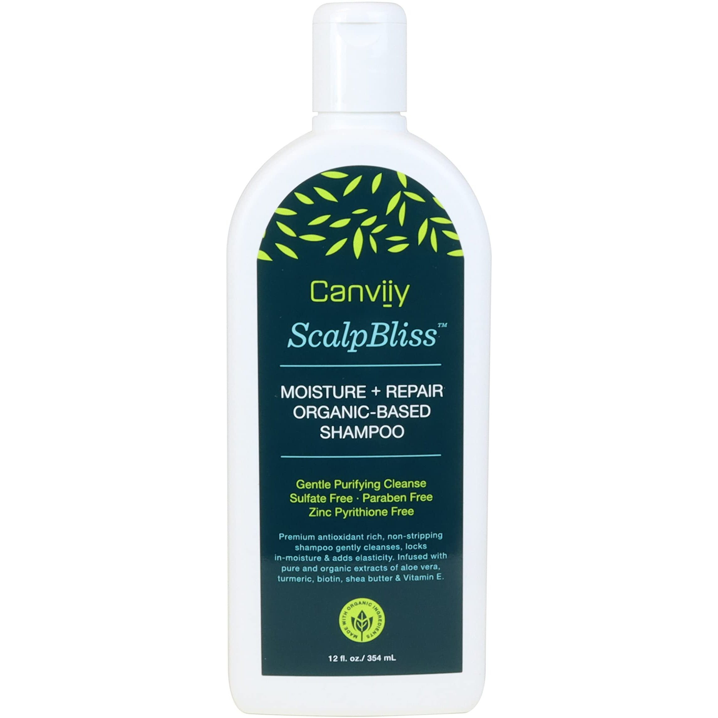 Canviiy ScalpBliss Moisture + Repair Organic-Based Shampoo, Moisturizing Gentle Deep-Clean Powered by Natural Antioxidants and Minerals to Clarify Impurities, 12 Fl Oz (Pack of 1)