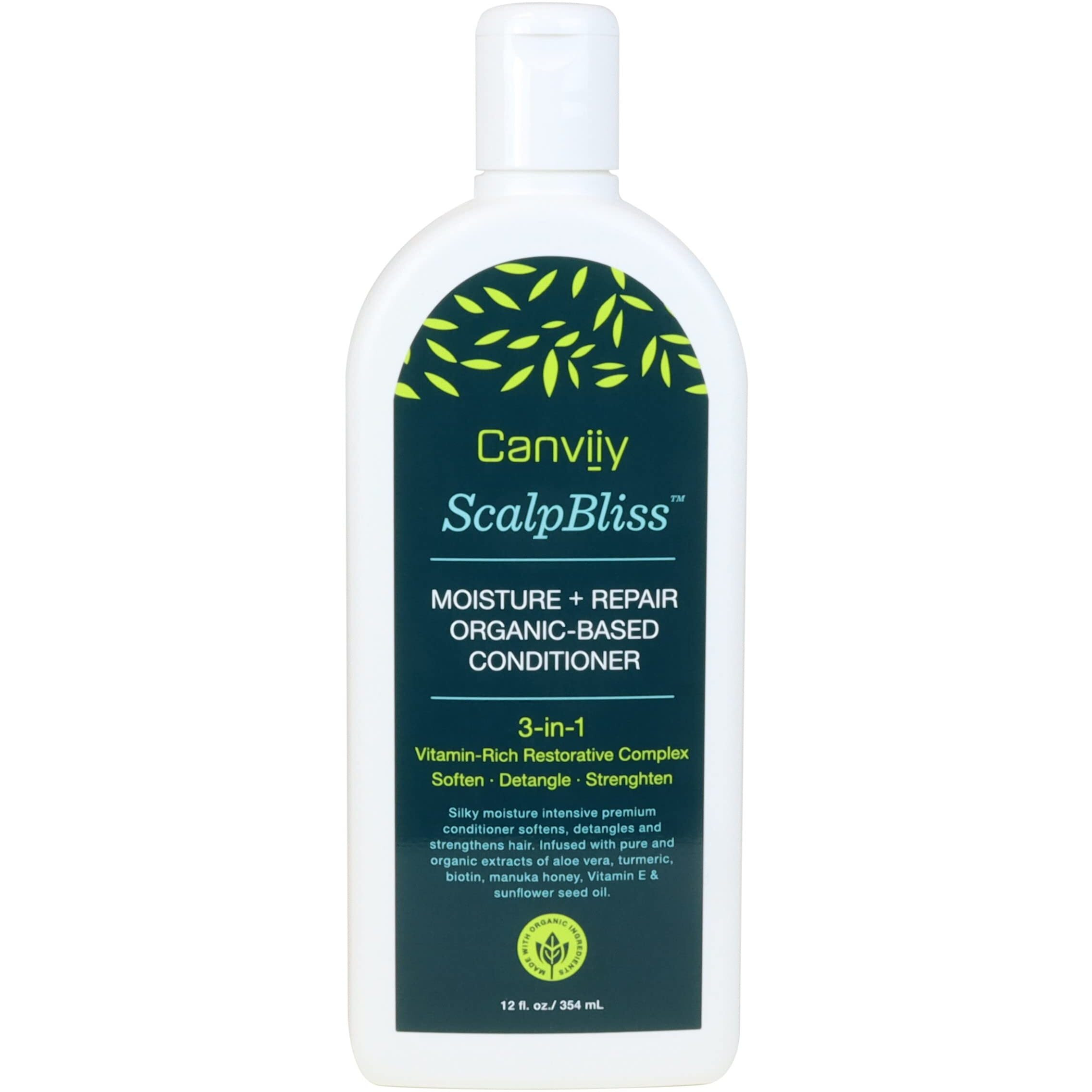 Canviiy ScalpBliss Moisture + Repair Organic-Based Conditioner, Designed with a Vitamin-Rich Restorative Complex to Reduce Breakage and Deliver Soft, Manageable Hair, 12 Fl Oz (Pack of 1)