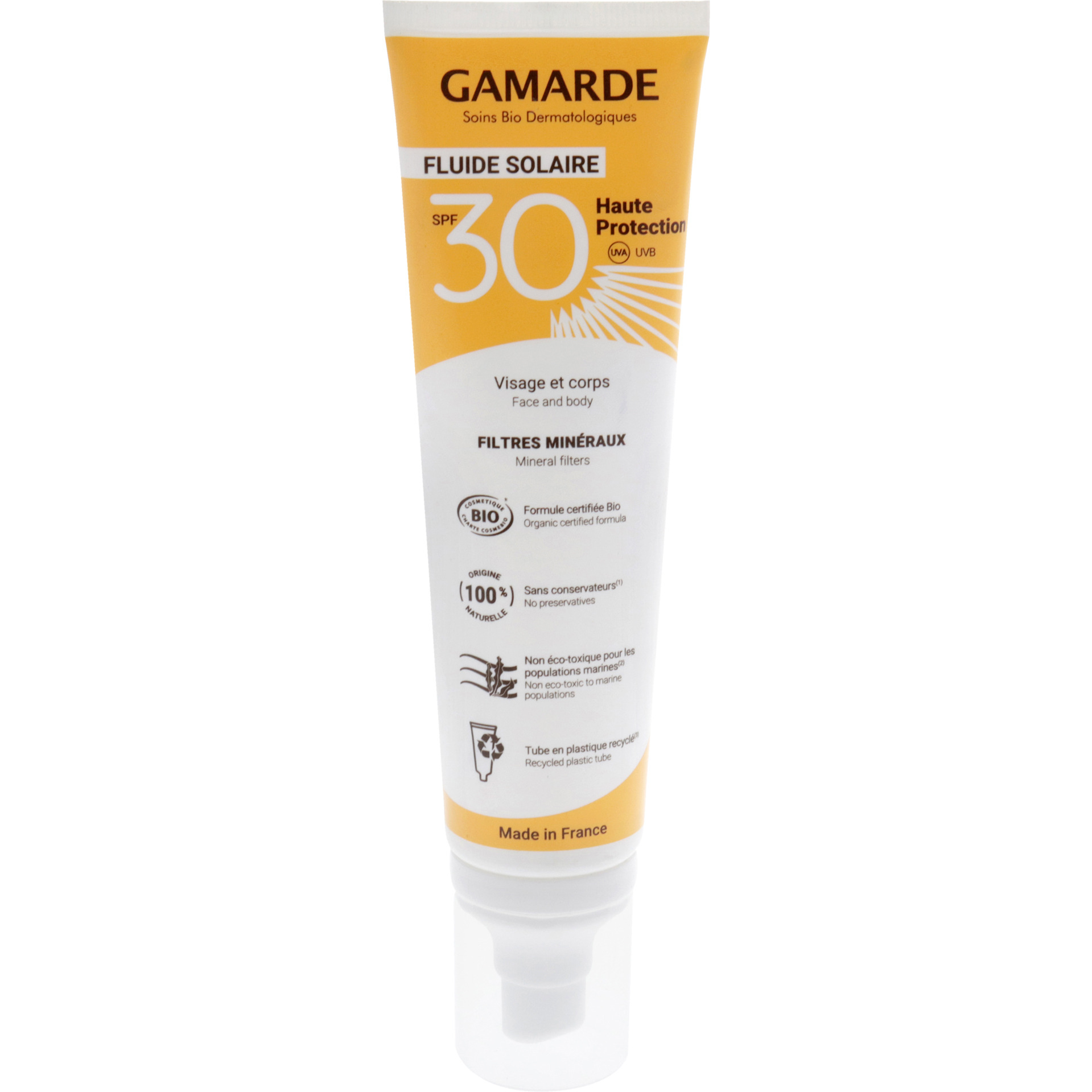 Face and Body Sun Fluid SPF 30 by Gamarde for Women - 3.38 oz Sunscreen