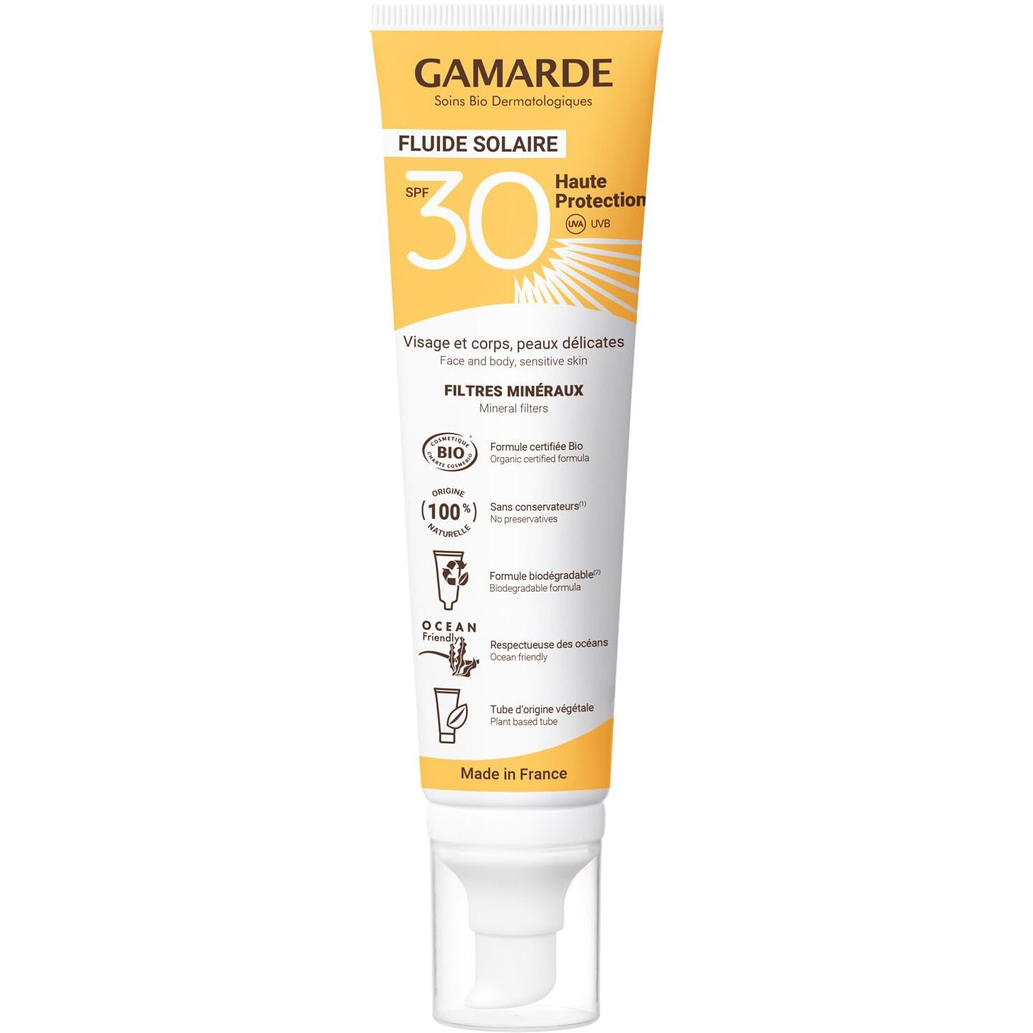 Face and Body Sun Fluid SPF 30 by Gamarde for Women - 3.38 oz Sunscreen