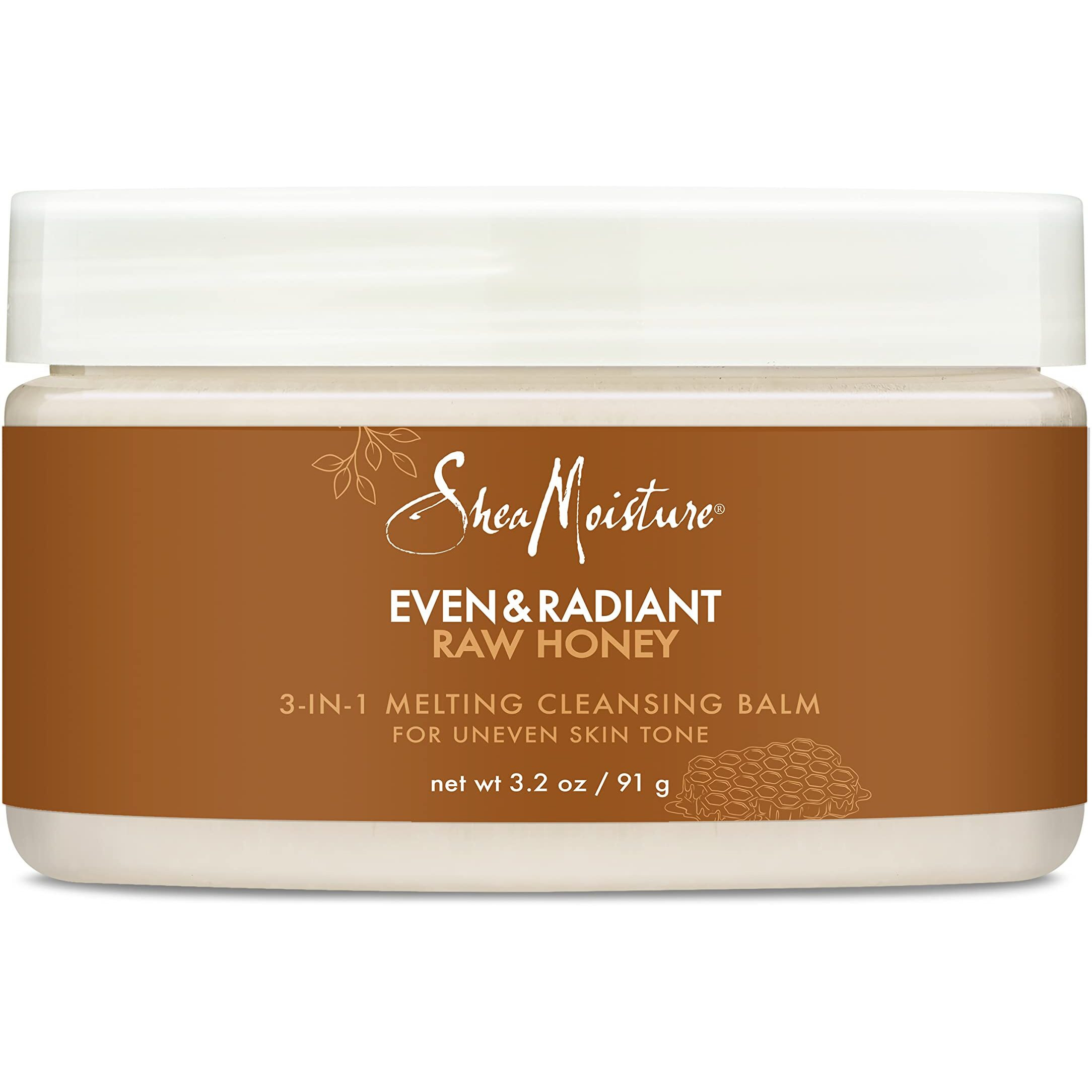 SheaMoisture Even and Radiant Face Cleanser For Uneven Skin Tone and Dark Spots 3-in-1 Cleansing Balm With Raw Honey 3.2 oz