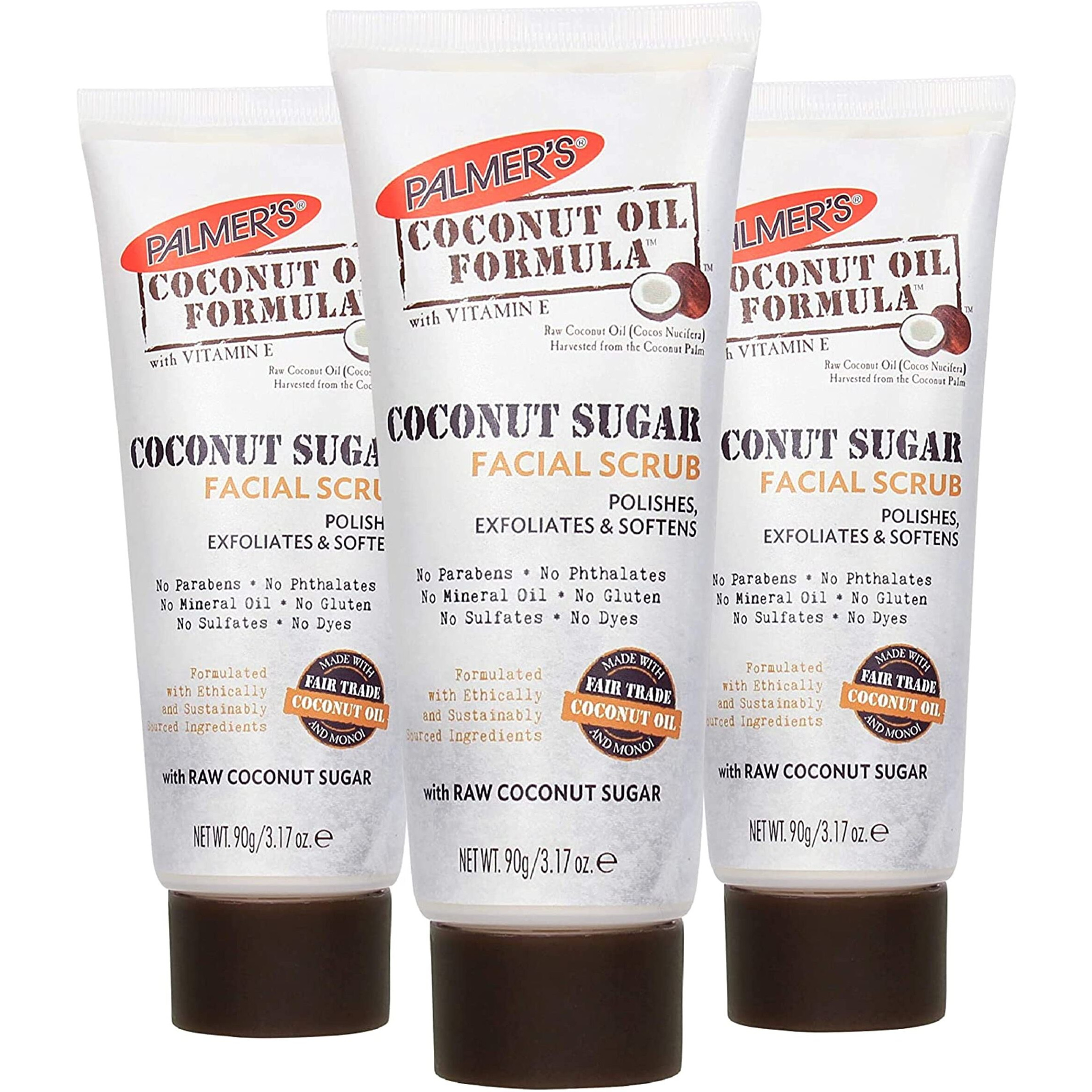 Palmer's Coconut Oil Formula Coconut Sugar Facial Scrub Exfoliator, 3.17 Ounces (Pack of 3)