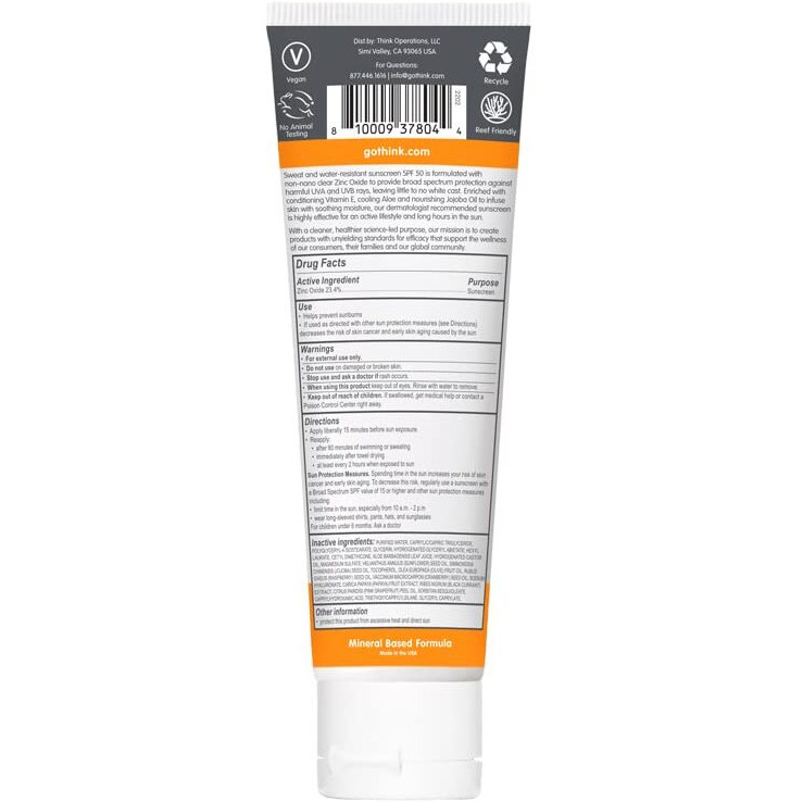 Thinksport - Snscrn clear Zinc Spf50 - 1 Each -3 Fz(D0102H54B58)