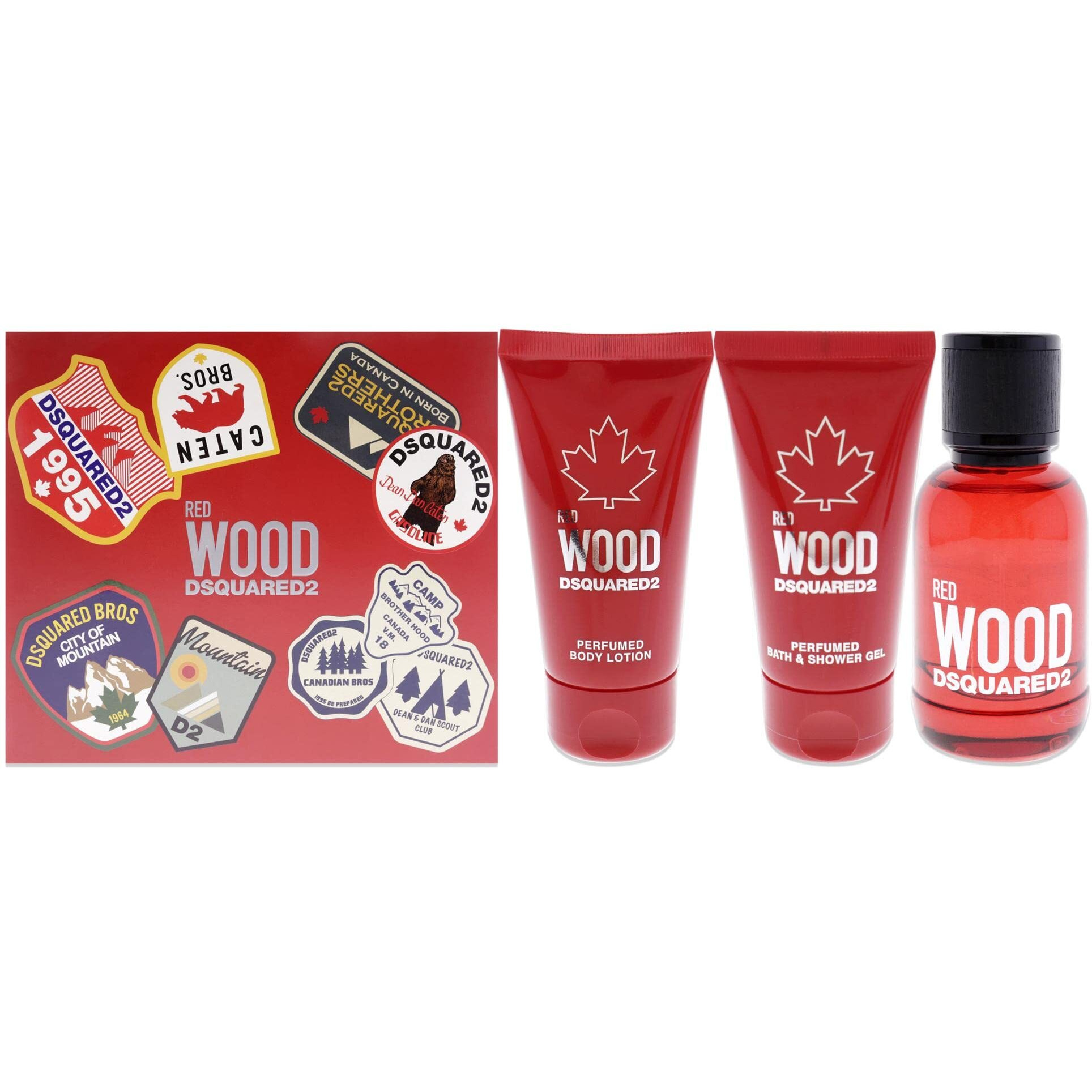 Red Wood by Dsquared2 for Women - 3 Pc Gift Set 1.7oz EDT Spray, 1.7oz Body Lotion, 1.7oz Bath and Shower Gel