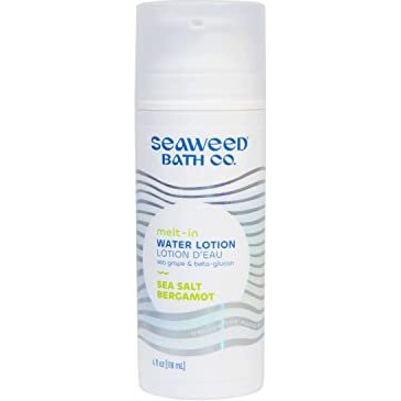 Seaweed Bath Co. Melt-In Water Lotion, Sea Salt Bergamot Scent, 4 Ounce, Sustainably Harvested Seaweed, Sea Grape, Beta-Glucan