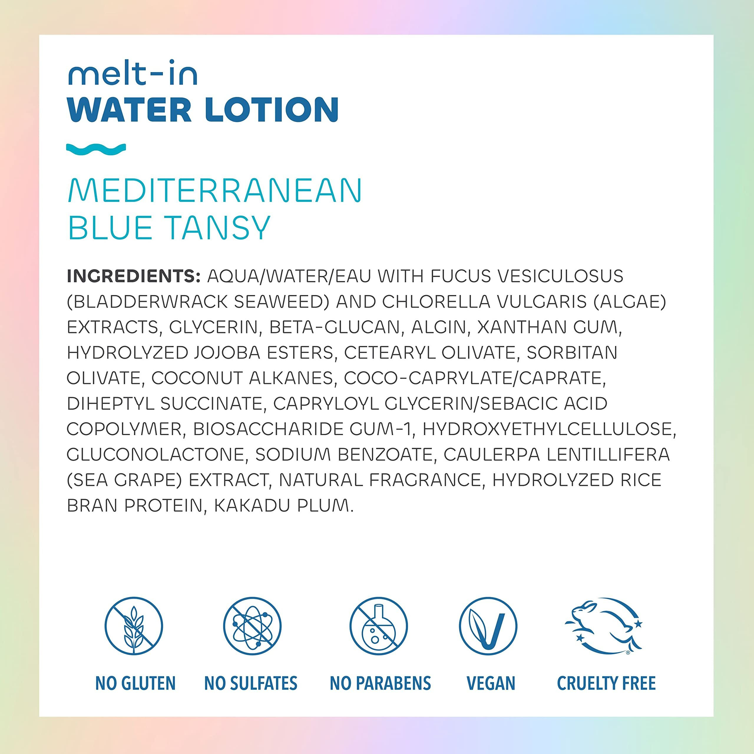 Seaweed Bath Co. Melt-in Water Lotion, Mediterranean Blue Tansy Scent, 4 Ounce, Sustainably Harvested Seaweed, Sea Grape, Beta-Glucan