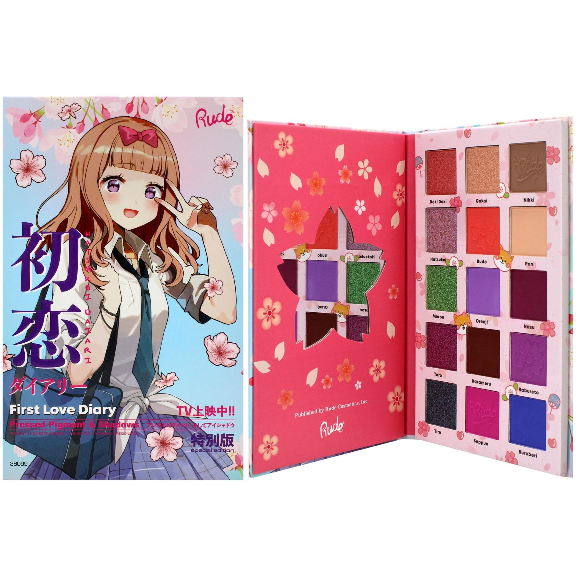Manga Collection Pressed Pigments and Shadows Palette - First Love Diary by Rude Cosmetics for Women - 0.77 oz Palette