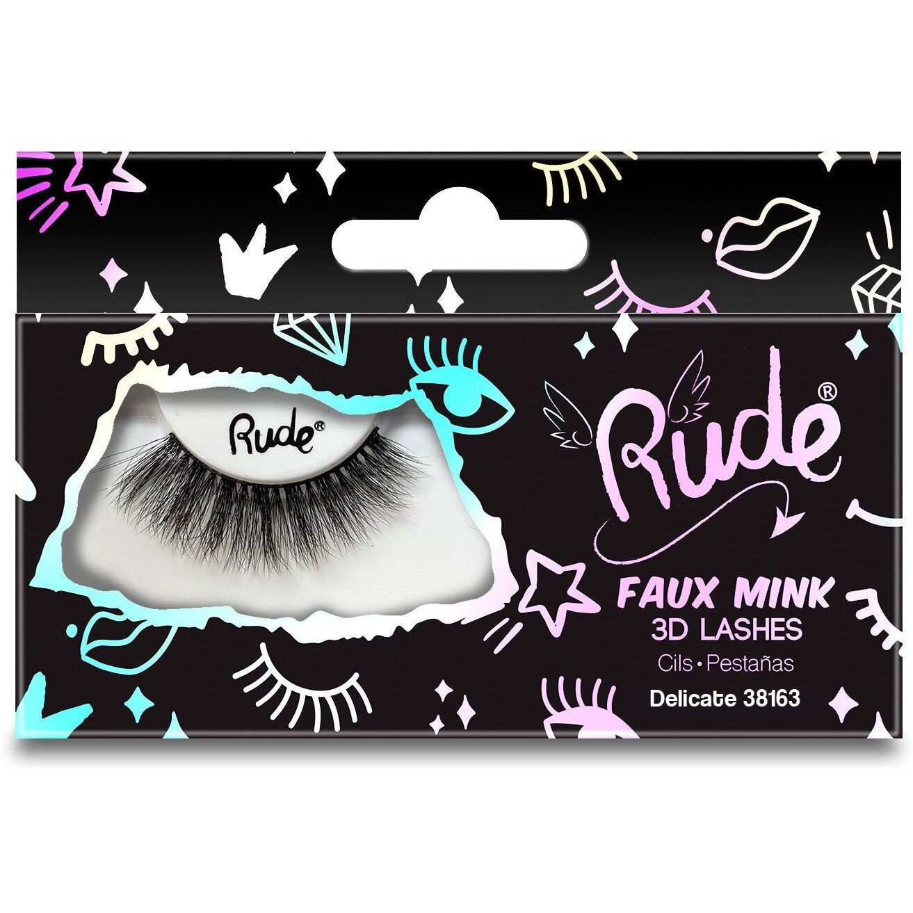 Essential Faux Mink 3D Lashes - Delicate by Rude Cosmetics for Women - 1 Pc Pair